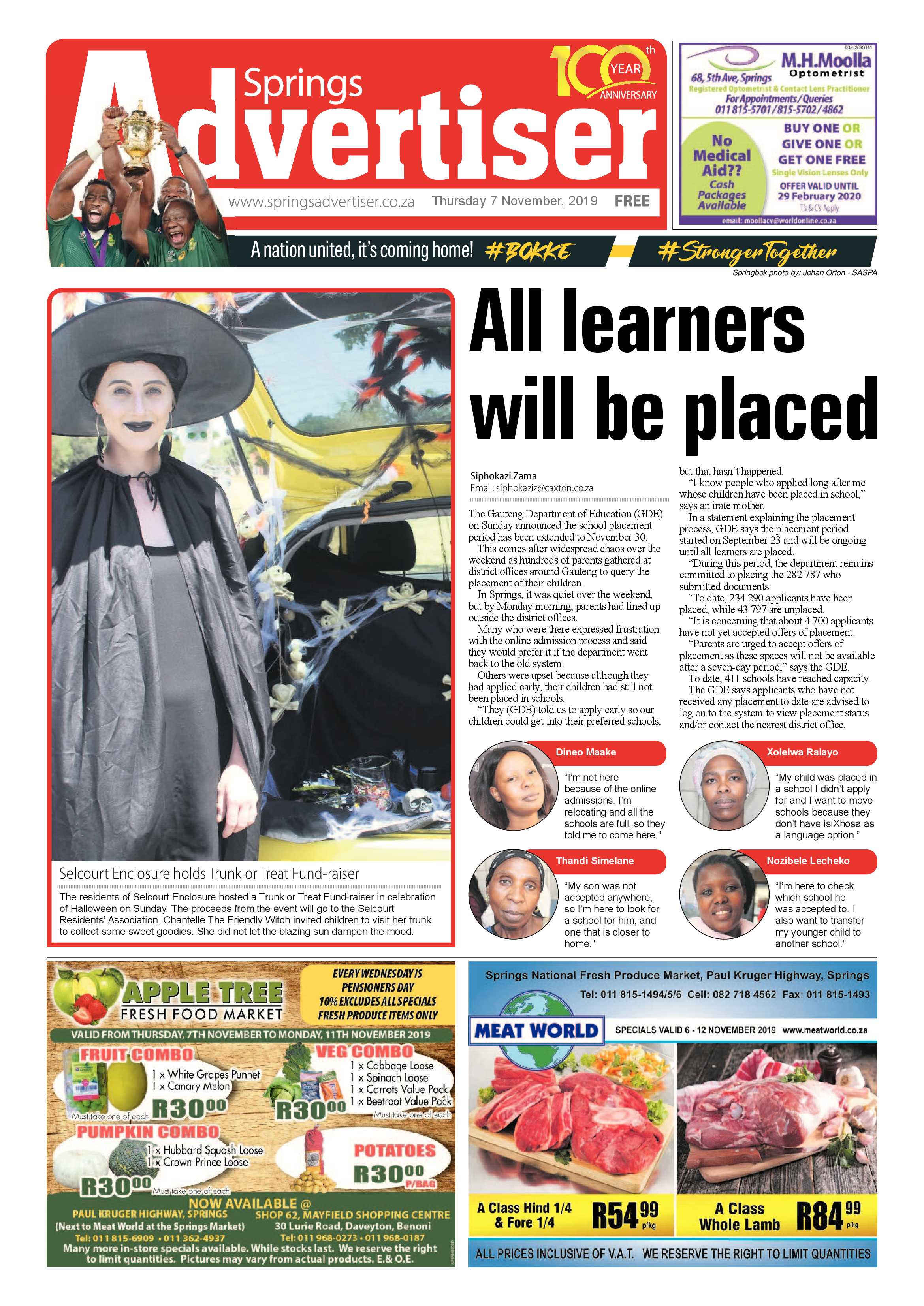 Springs Advertiser 07 November 2019 page 1