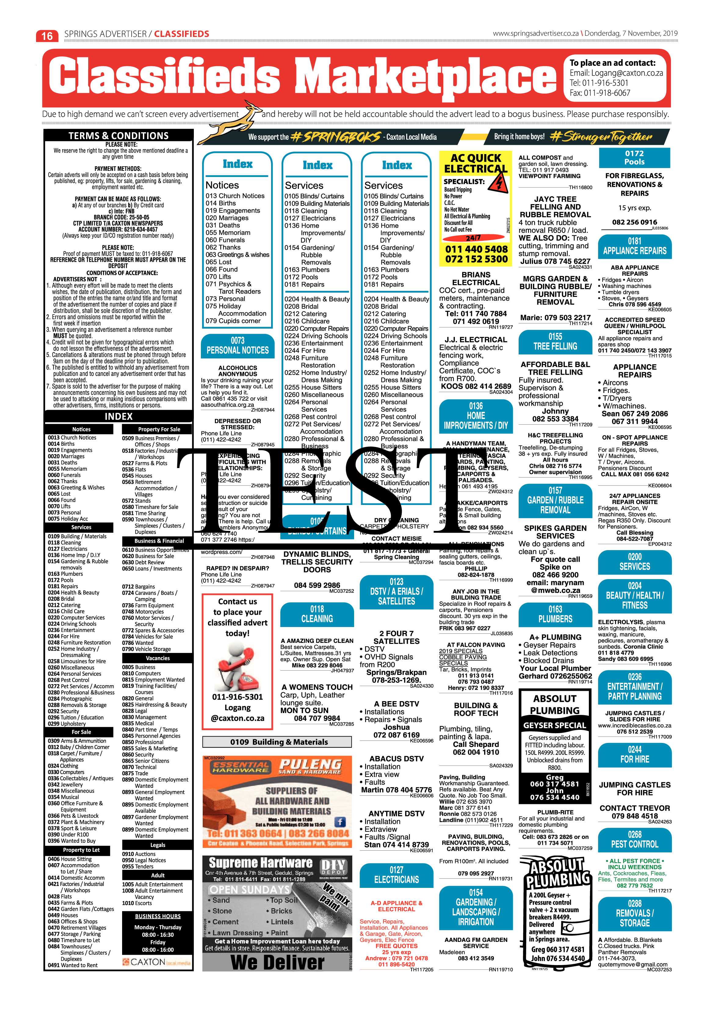 Springs Advertiser 07 November 2019 page 16