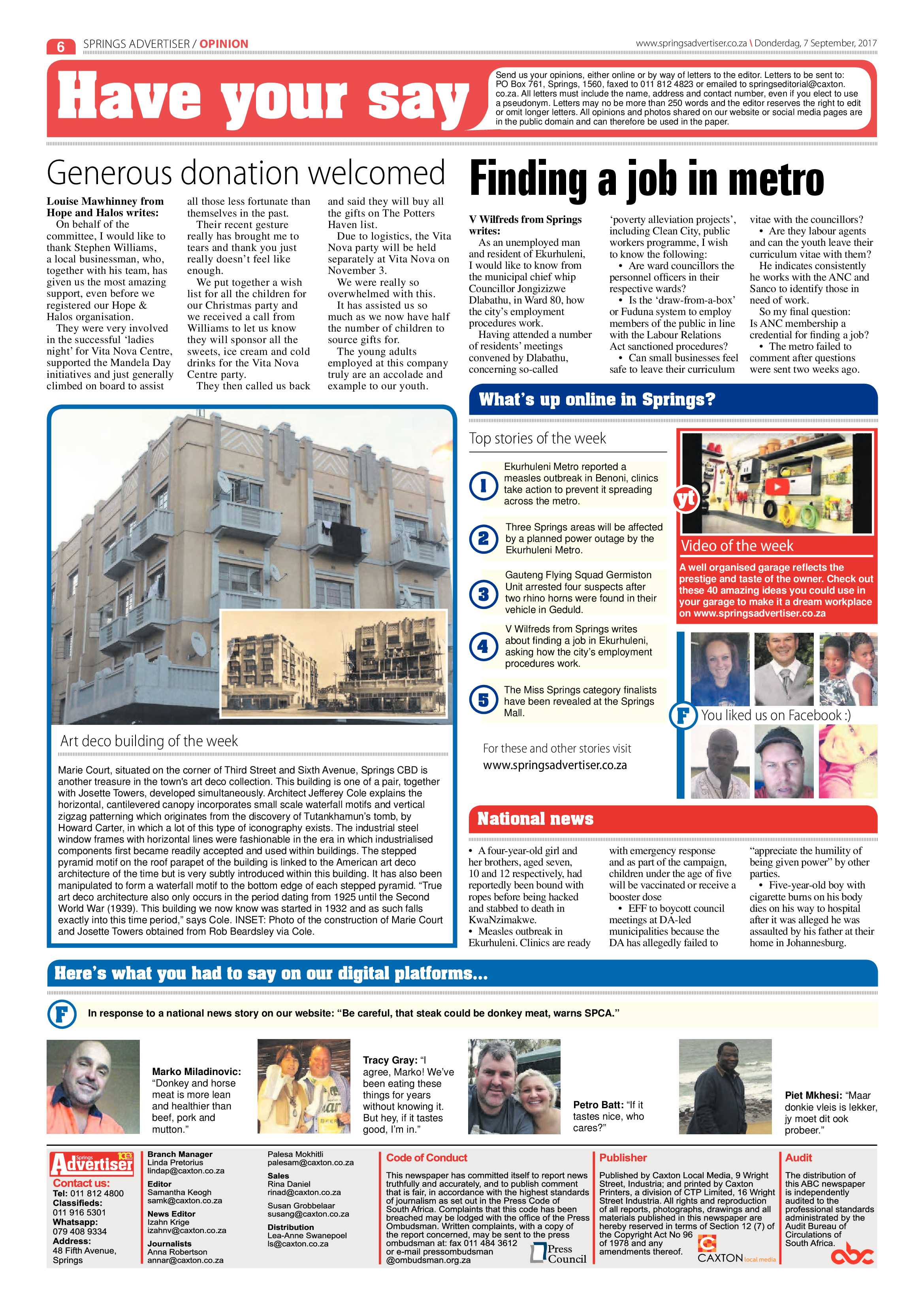 Springs Advertiser 07 September 2017 page 6