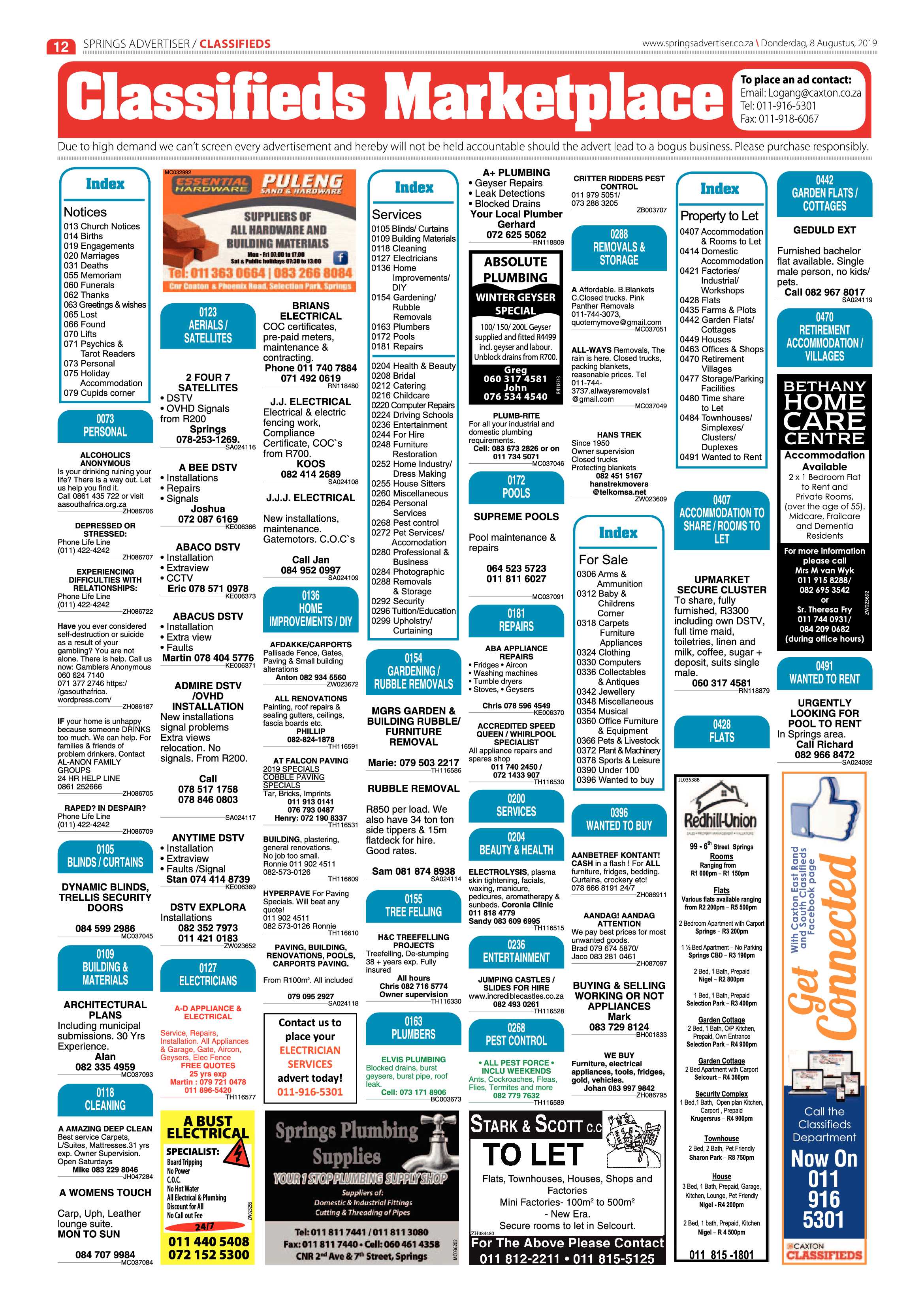 Springs Advertiser 08 August 2019 page 12