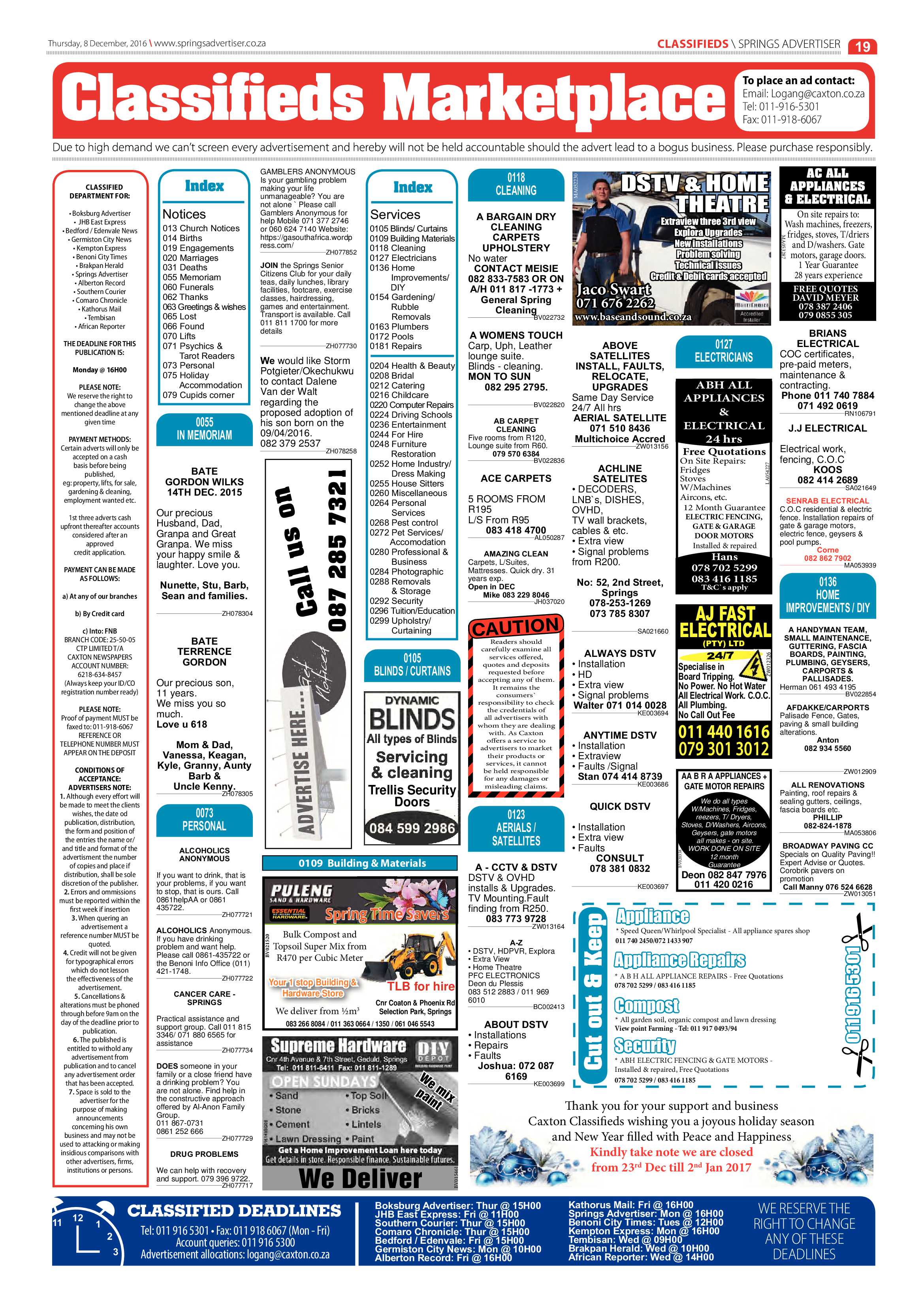 Springs Advertiser 08 December 2016 page 19