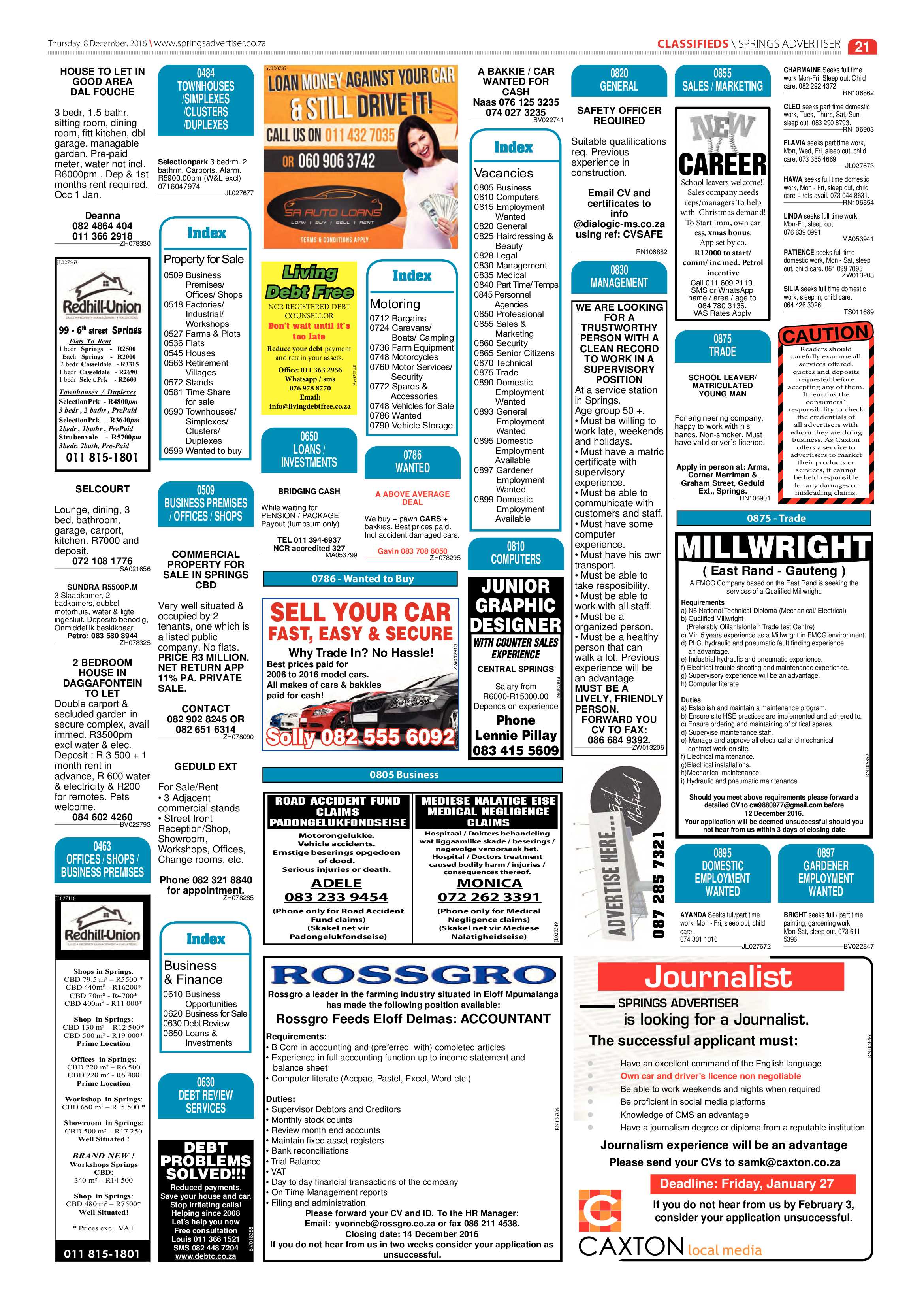 Springs Advertiser 08 December 2016 page 21
