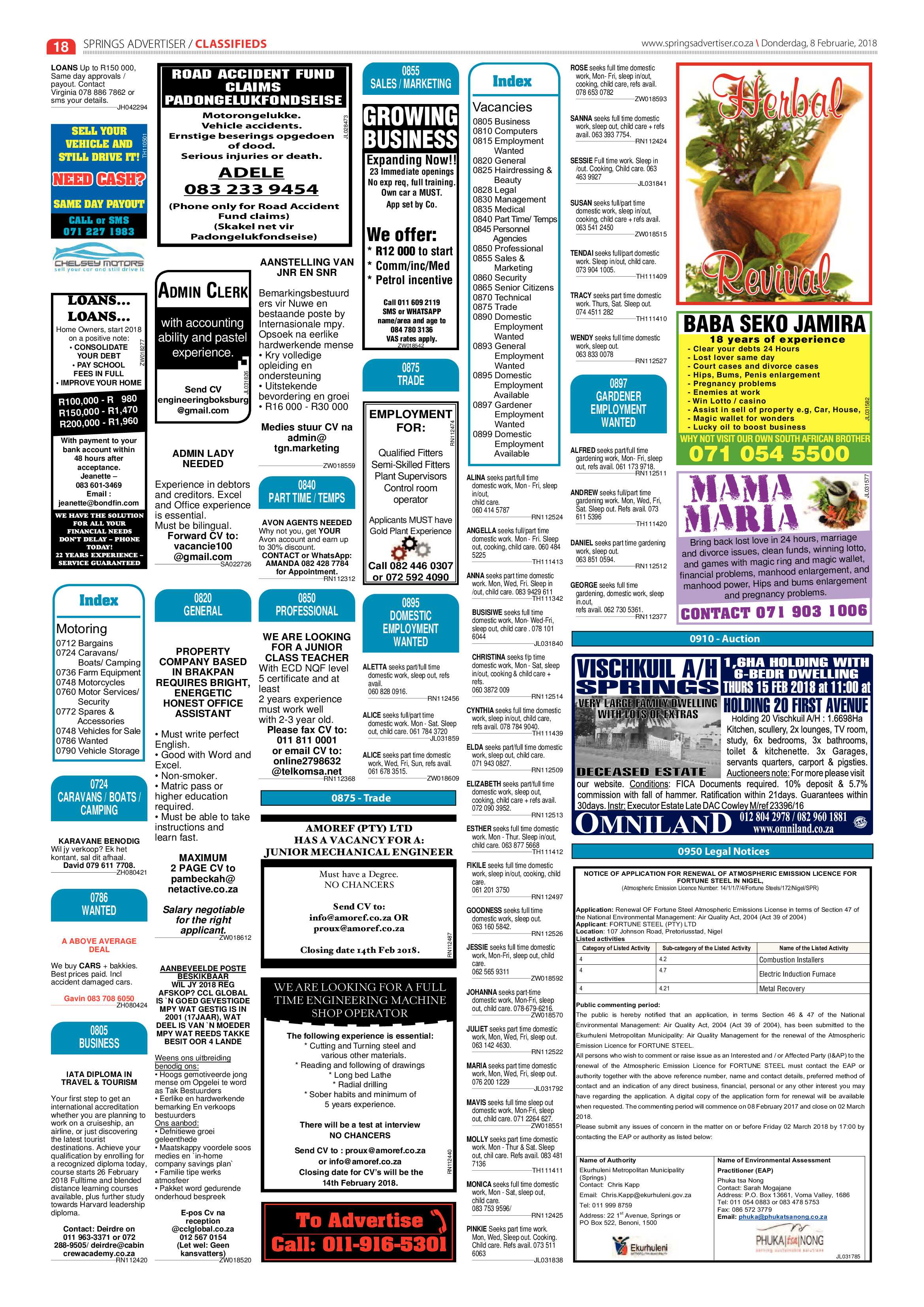 Springs Advertiser 08 February 2018 page 18
