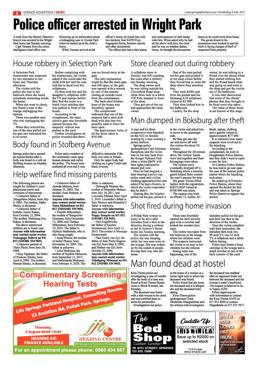 Springs Advertiser 08 July 2021 page 2