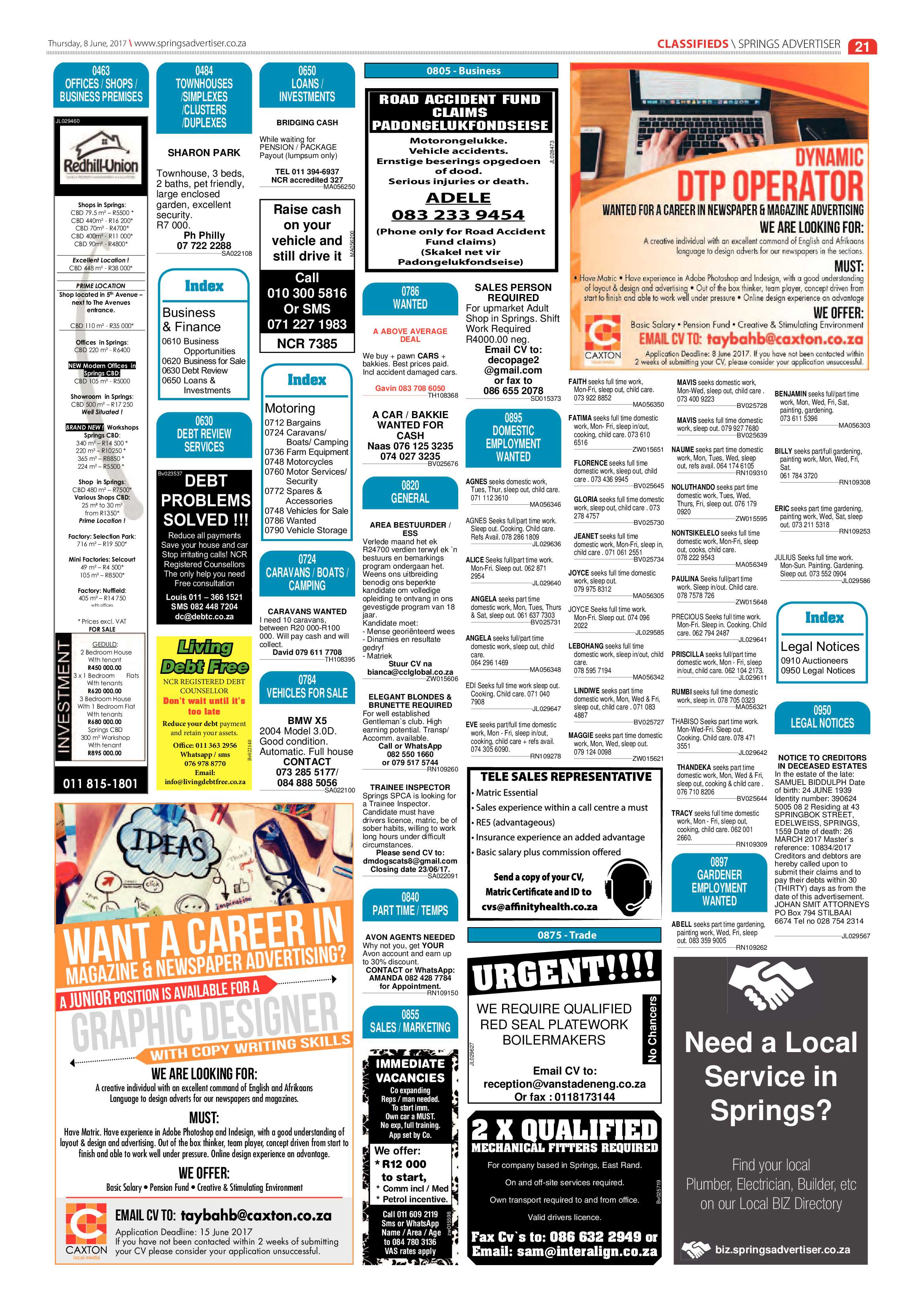 Springs Advertiser 08 June 2017 page 21