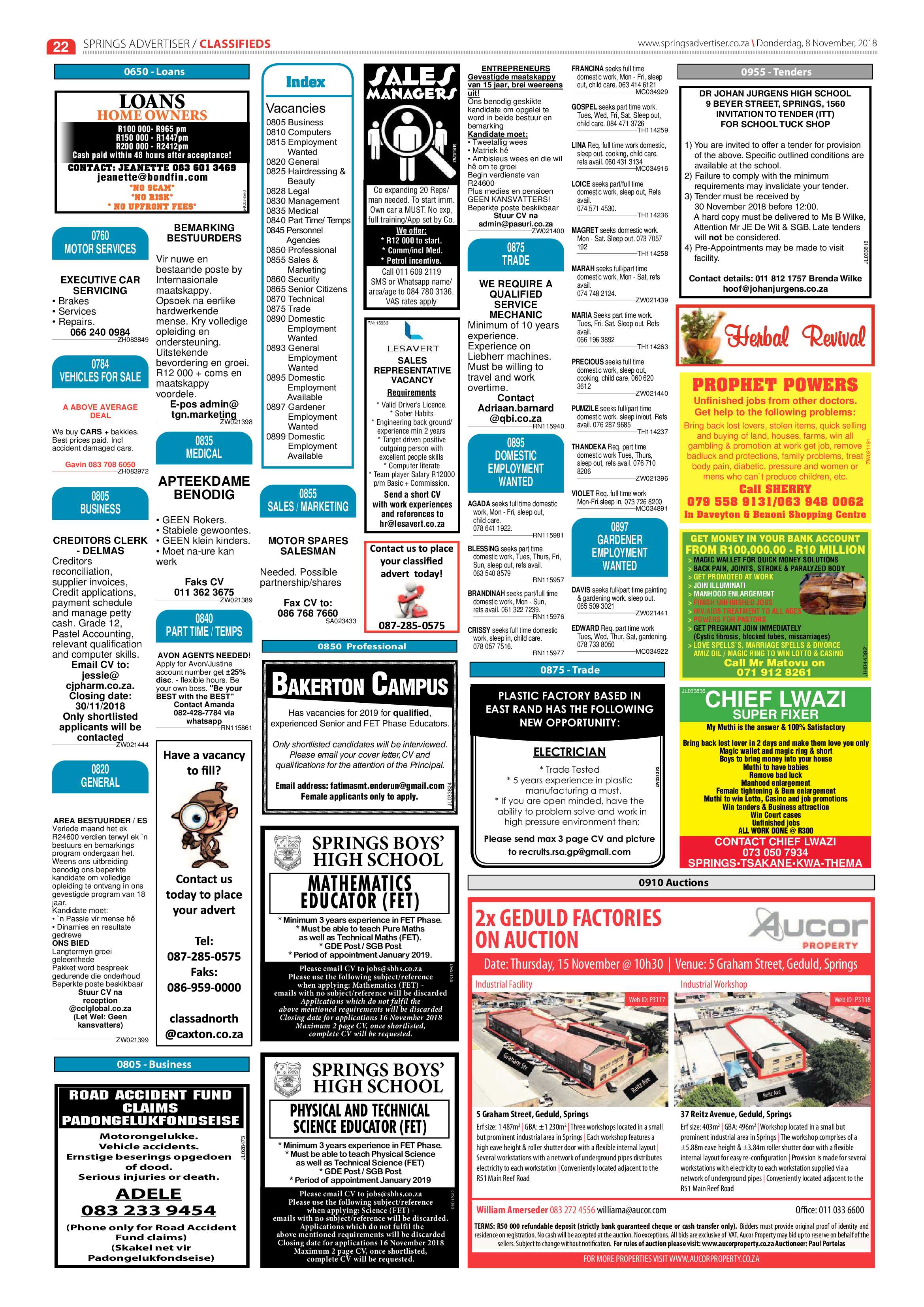Springs Advertiser 08 November 2018 page 22