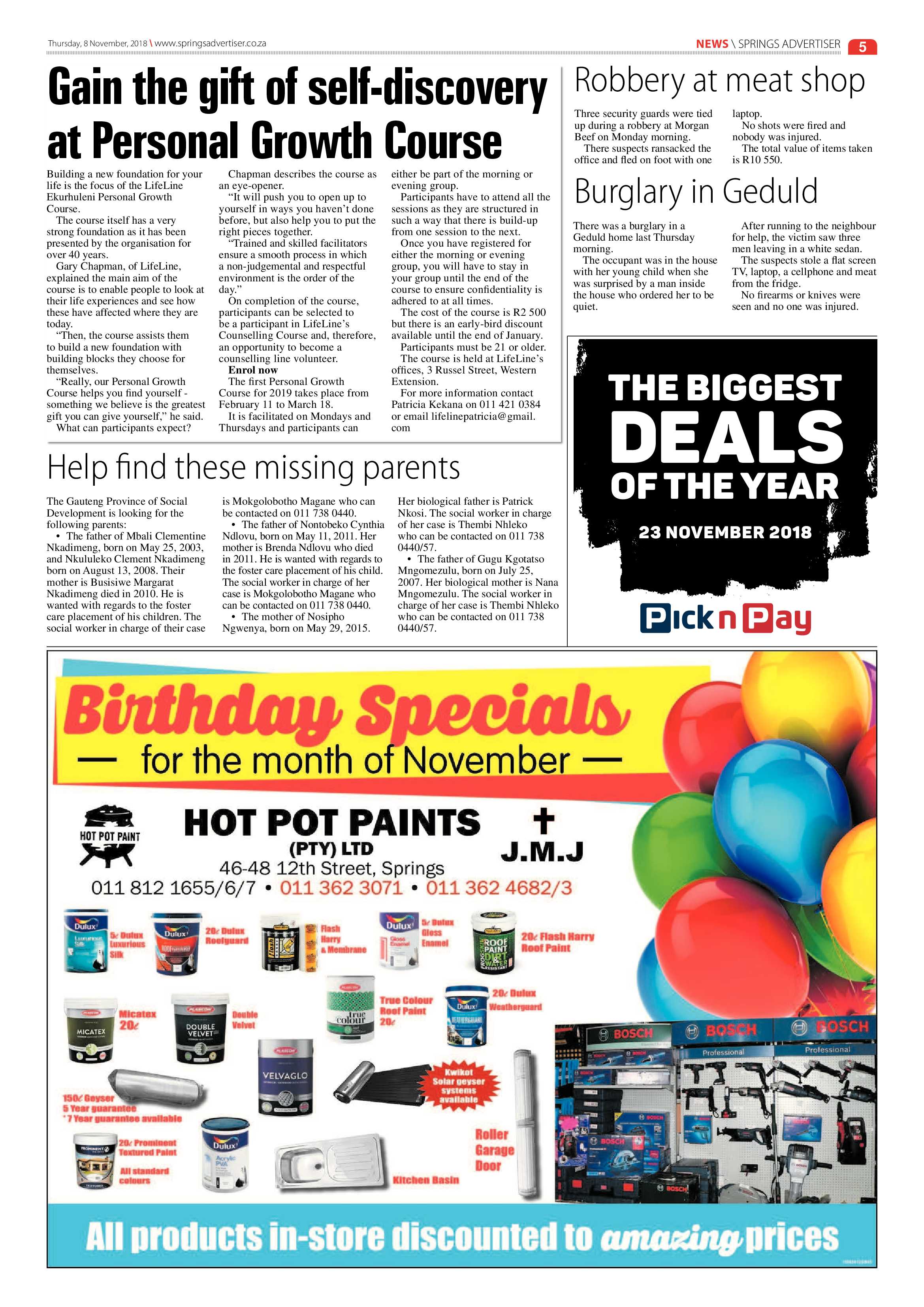 Springs Advertiser 08 November 2018 page 5