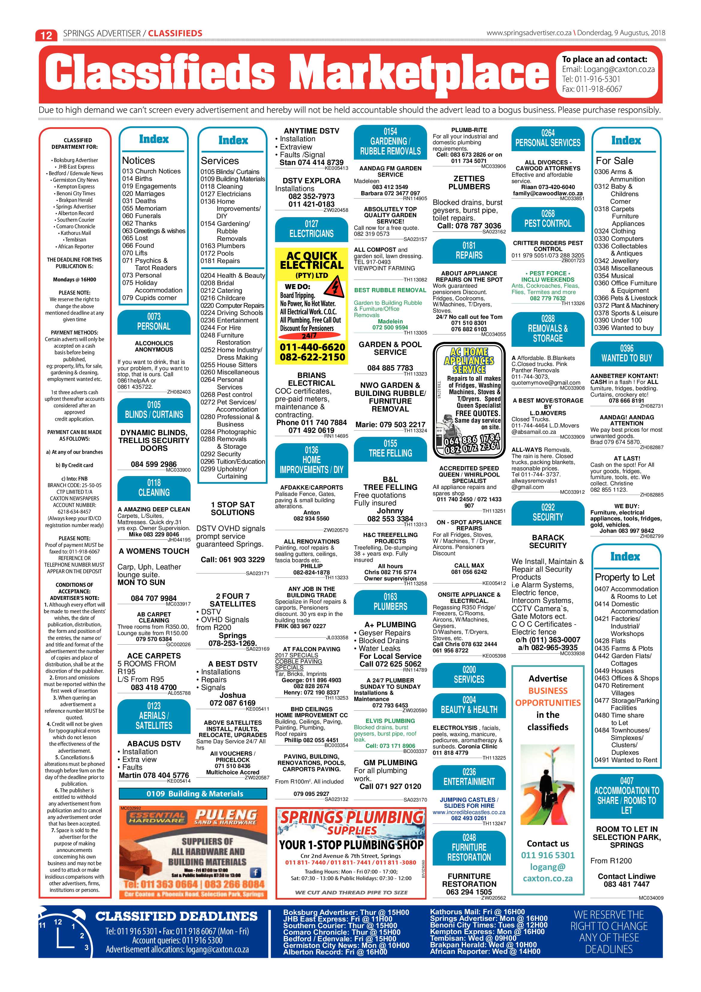 Springs Advertiser 09 August 2018 page 12