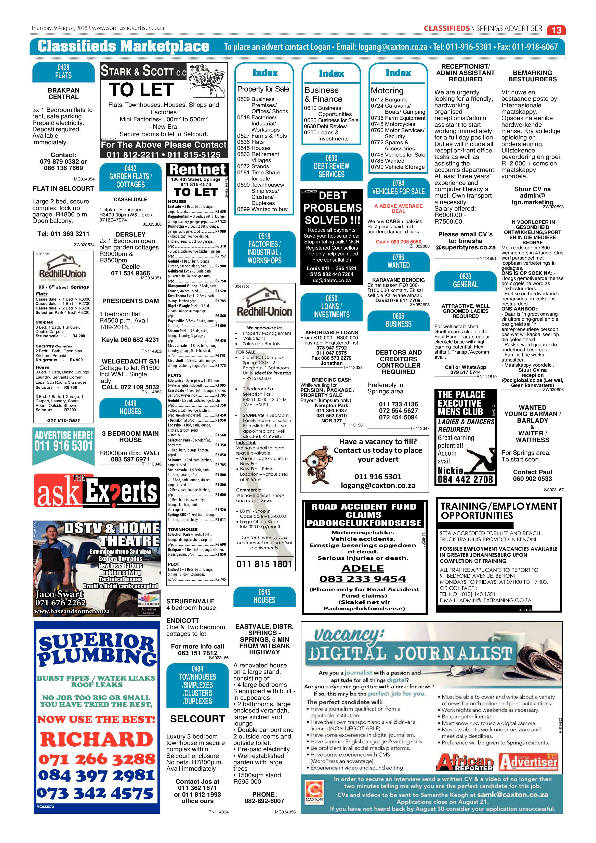 Springs Advertiser 09 August 2018 page 13