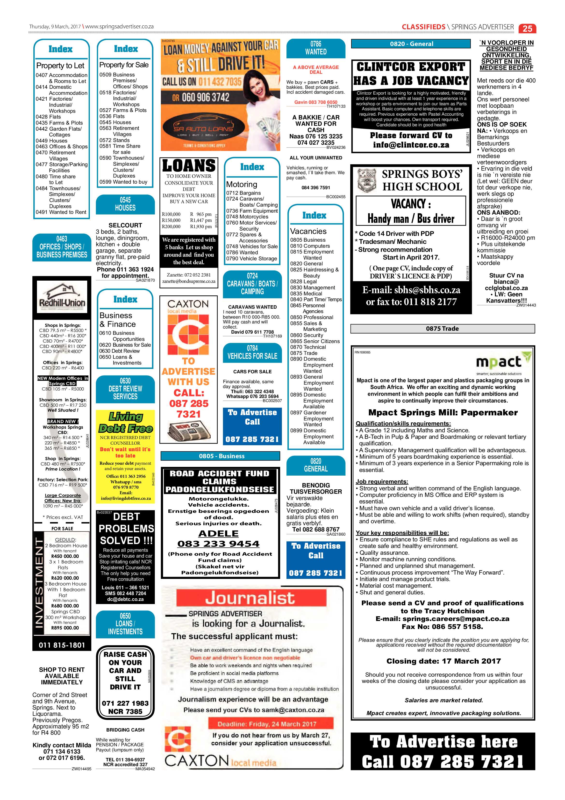 Springs Advertiser 09 March 2017 page 25
