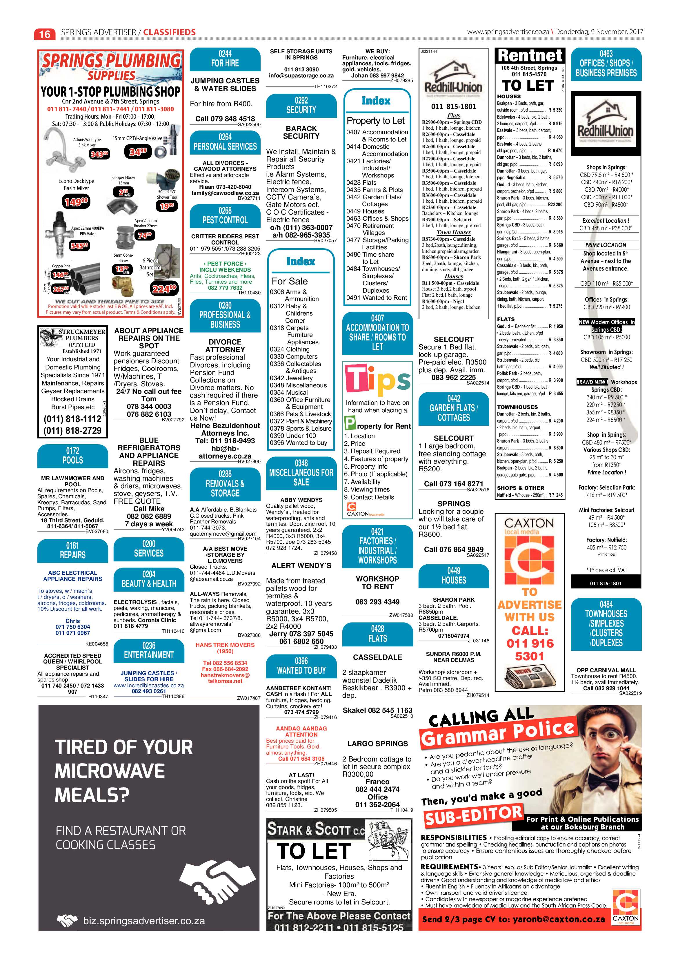 Springs Advertiser 09 November 2017 page 16