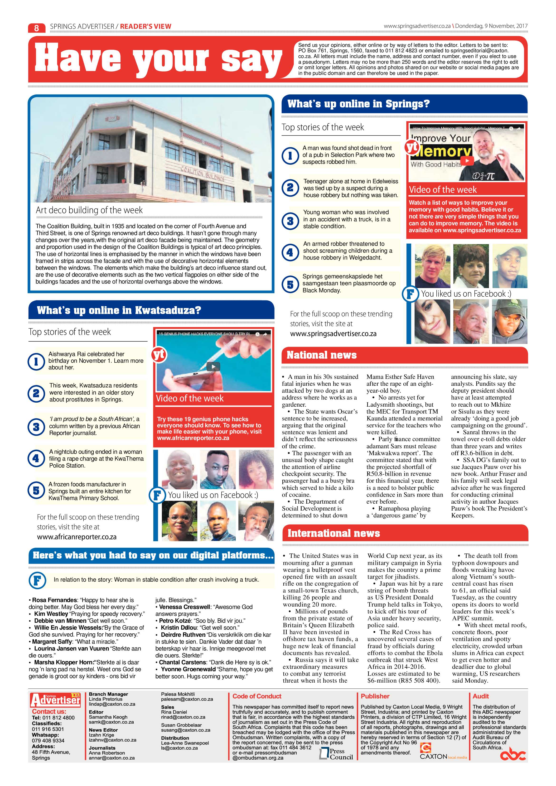Springs Advertiser 09 November 2017 page 8