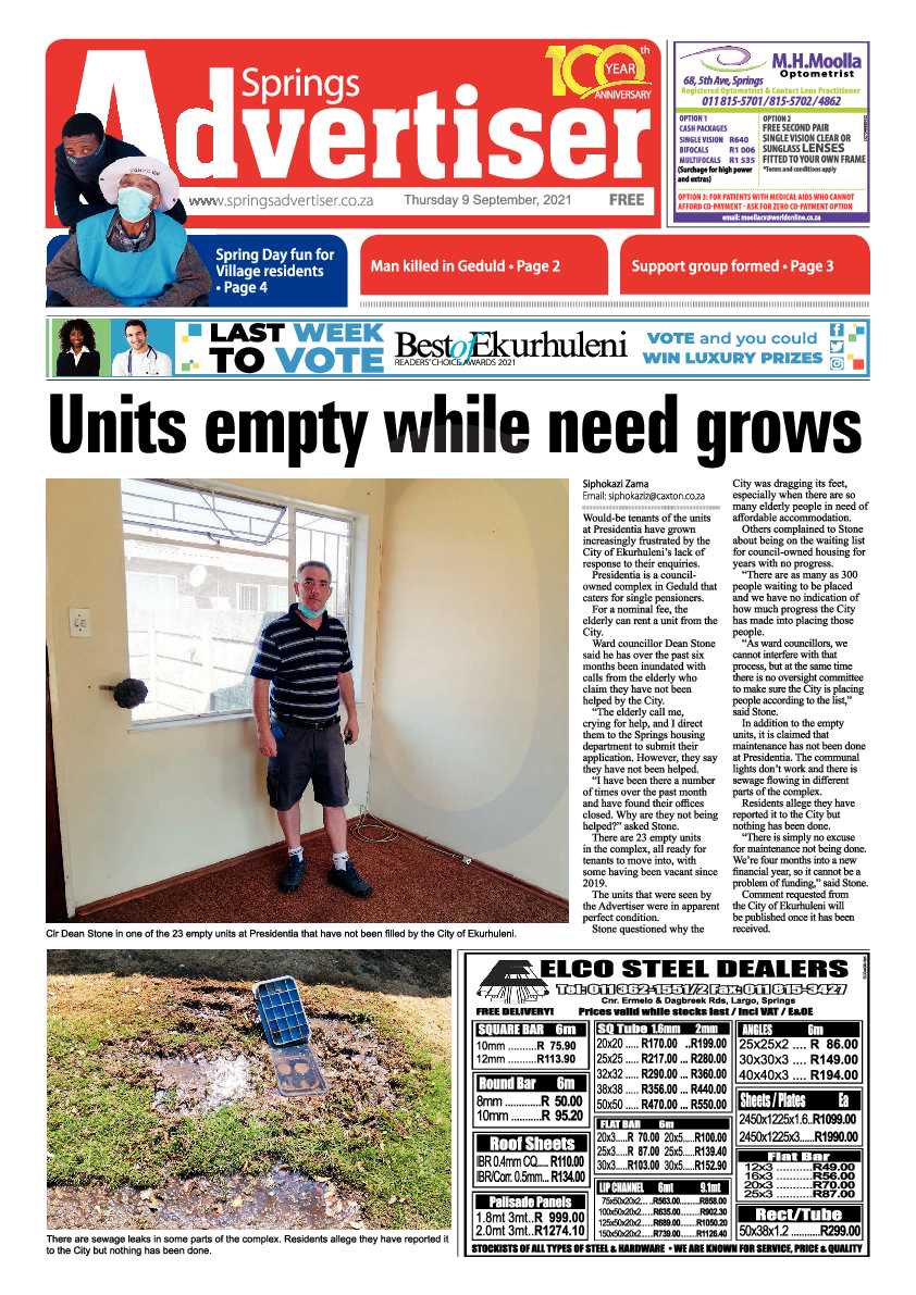 Springs Advertiser 09 September 2021 page 1