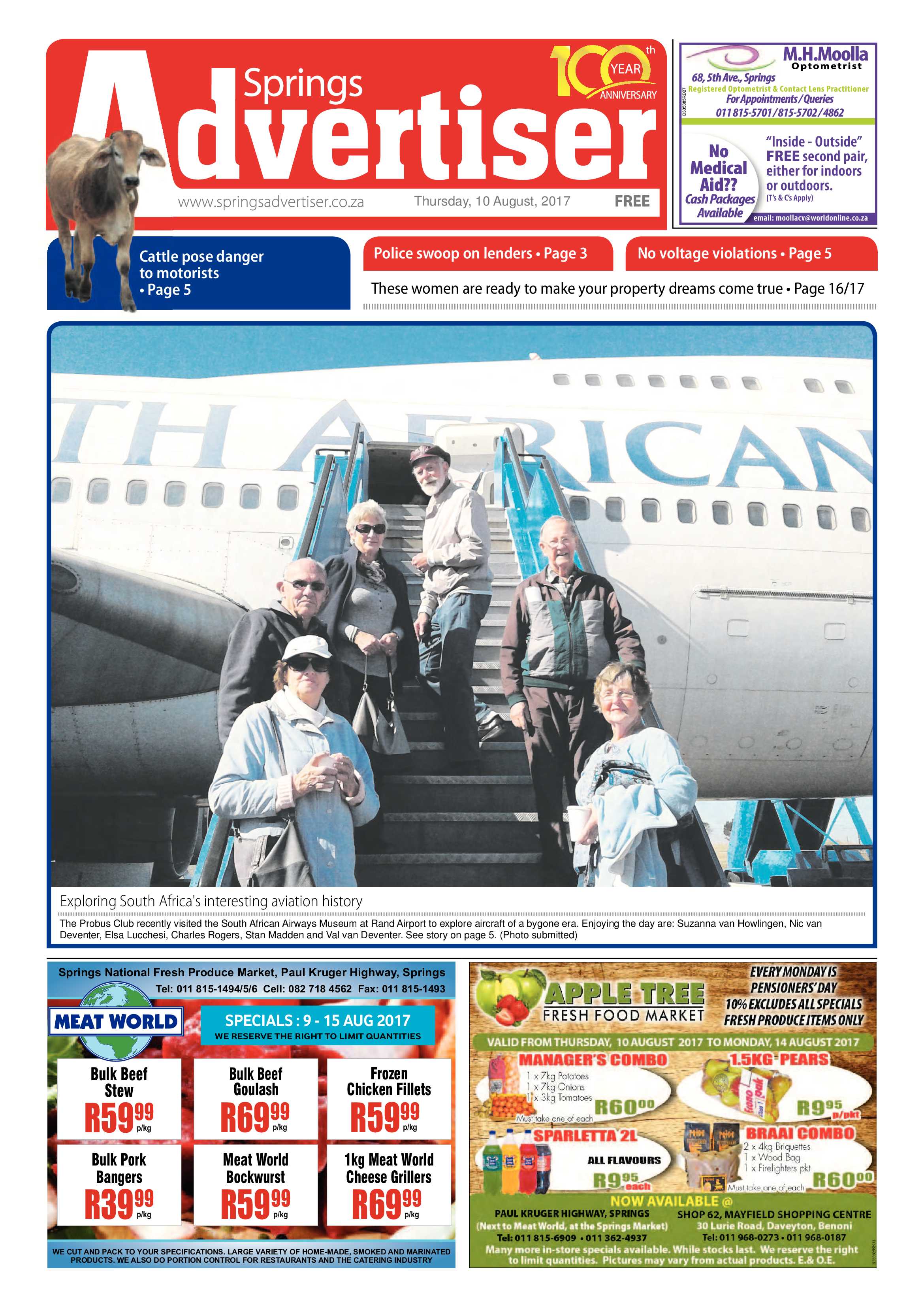 Springs Advertiser 10 August 2017 page 1