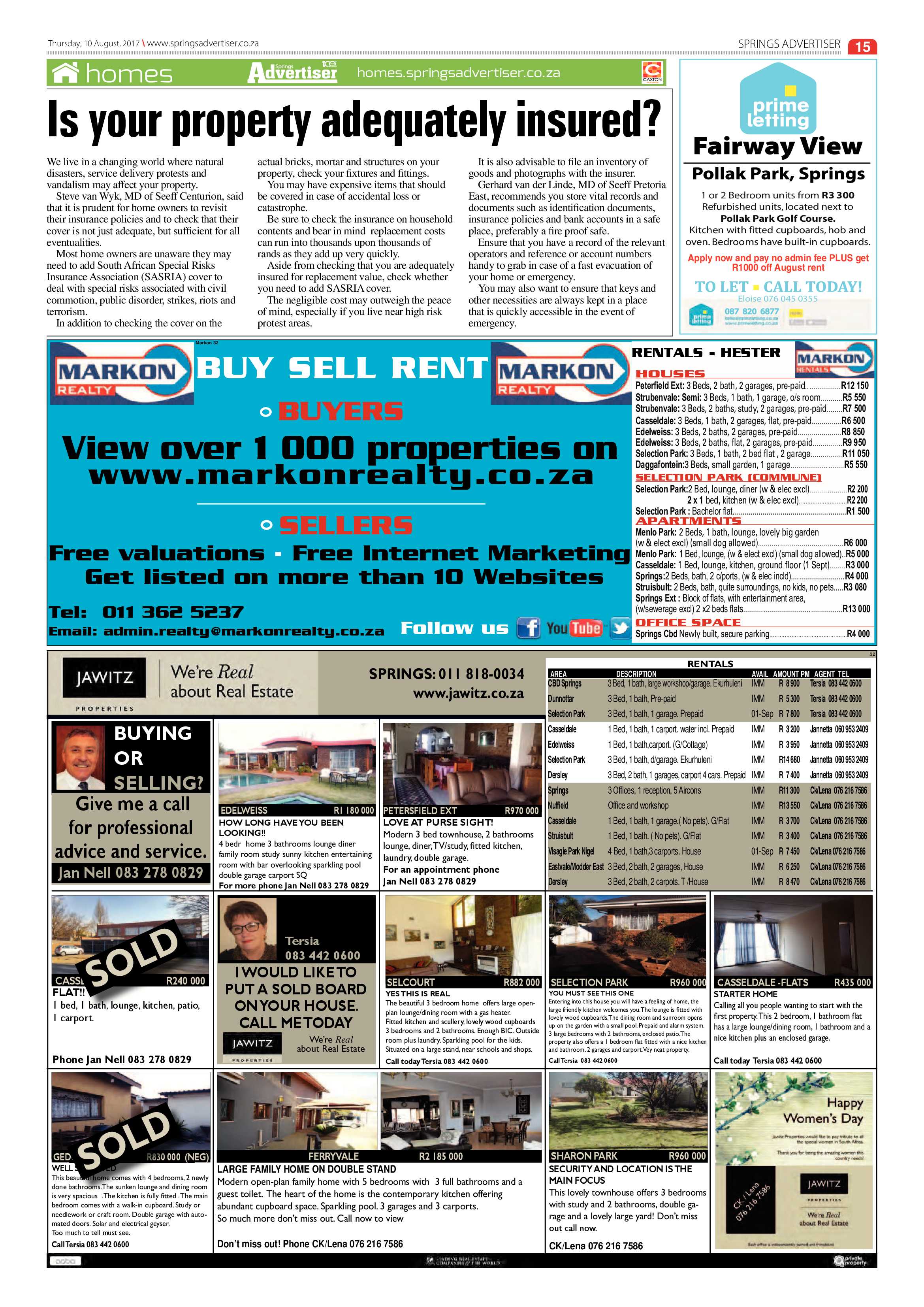 Springs Advertiser 10 August 2017 page 15