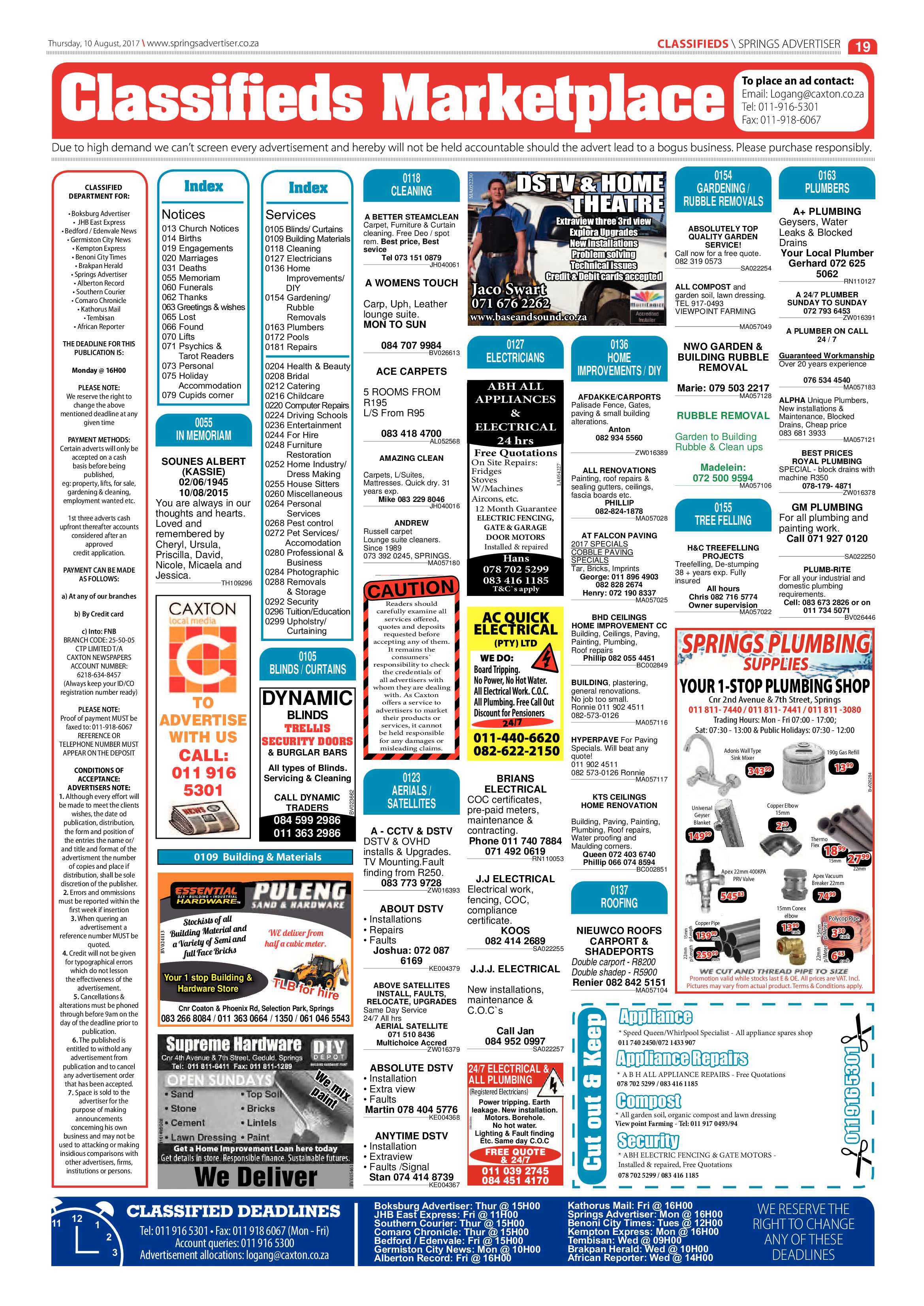 Springs Advertiser 10 August 2017 page 19