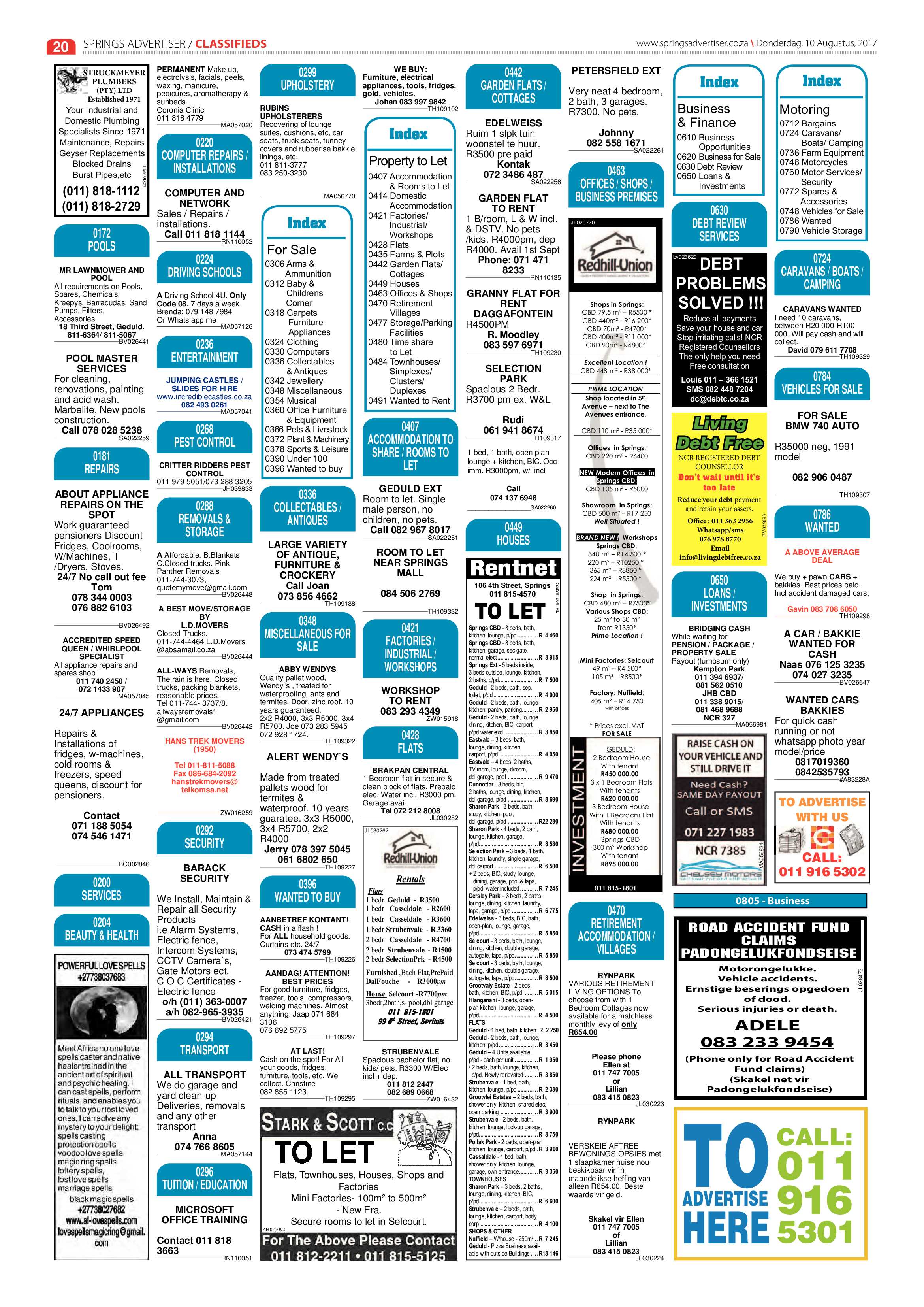 Springs Advertiser 10 August 2017 page 20