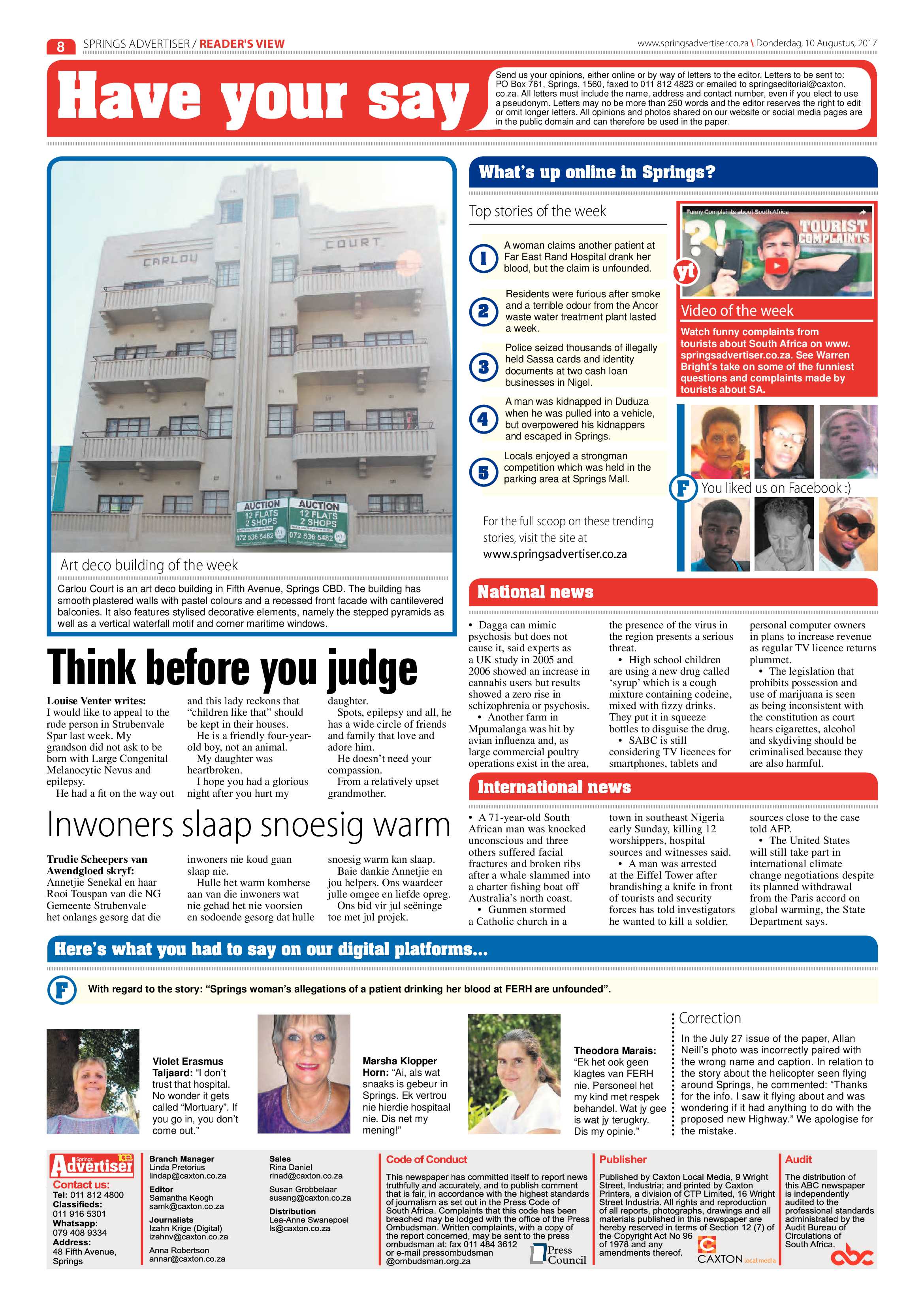 Springs Advertiser 10 August 2017 page 8