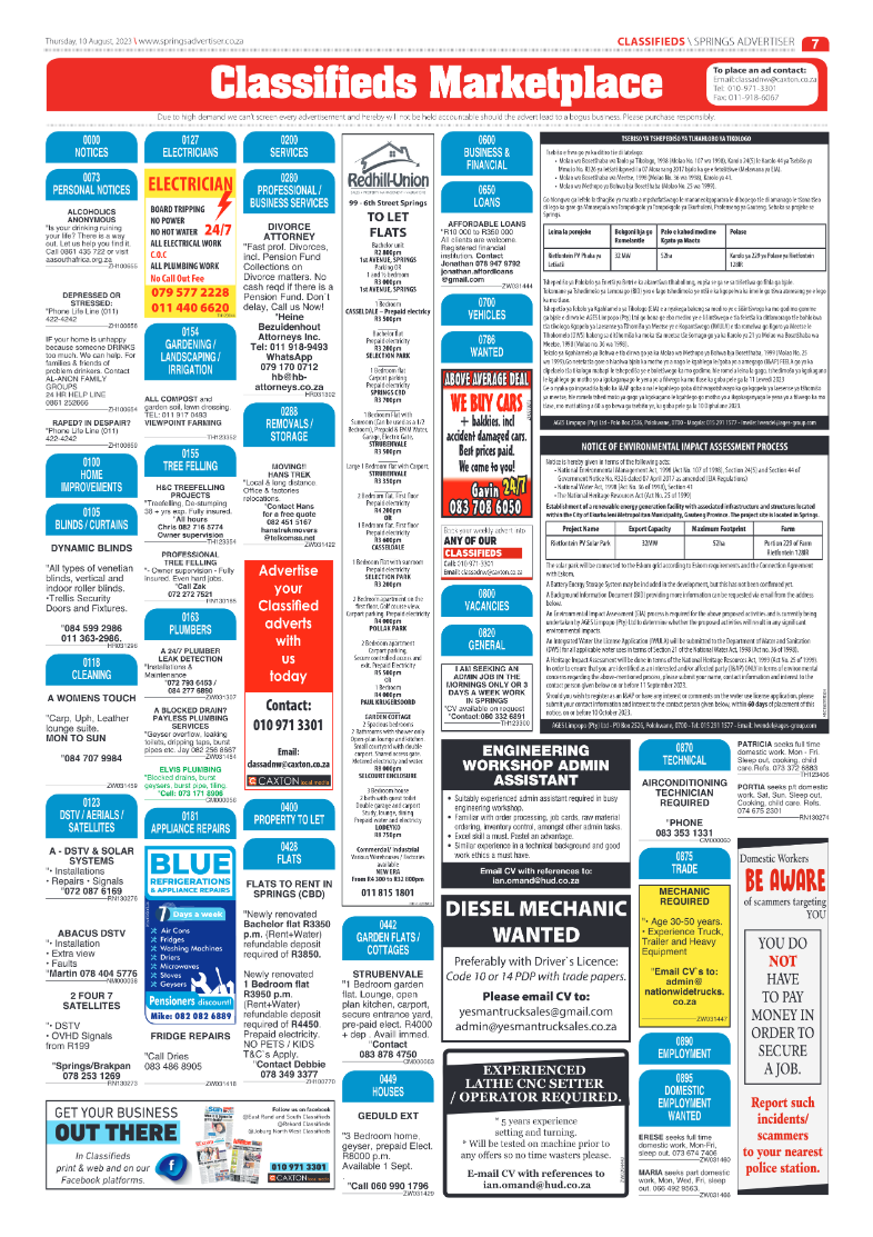 Springs Advertiser 10 August 2023 page 7
