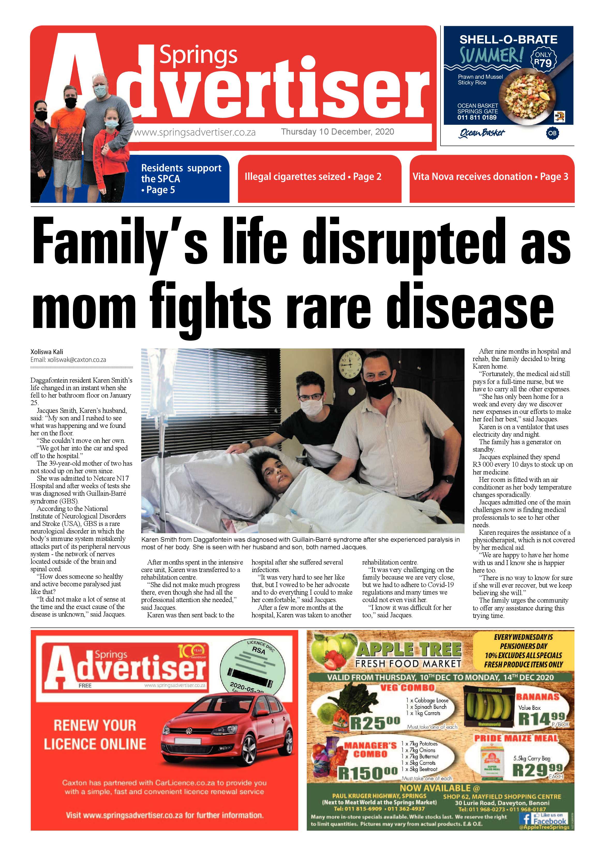 Springs Advertiser 10 December  2020 page 1