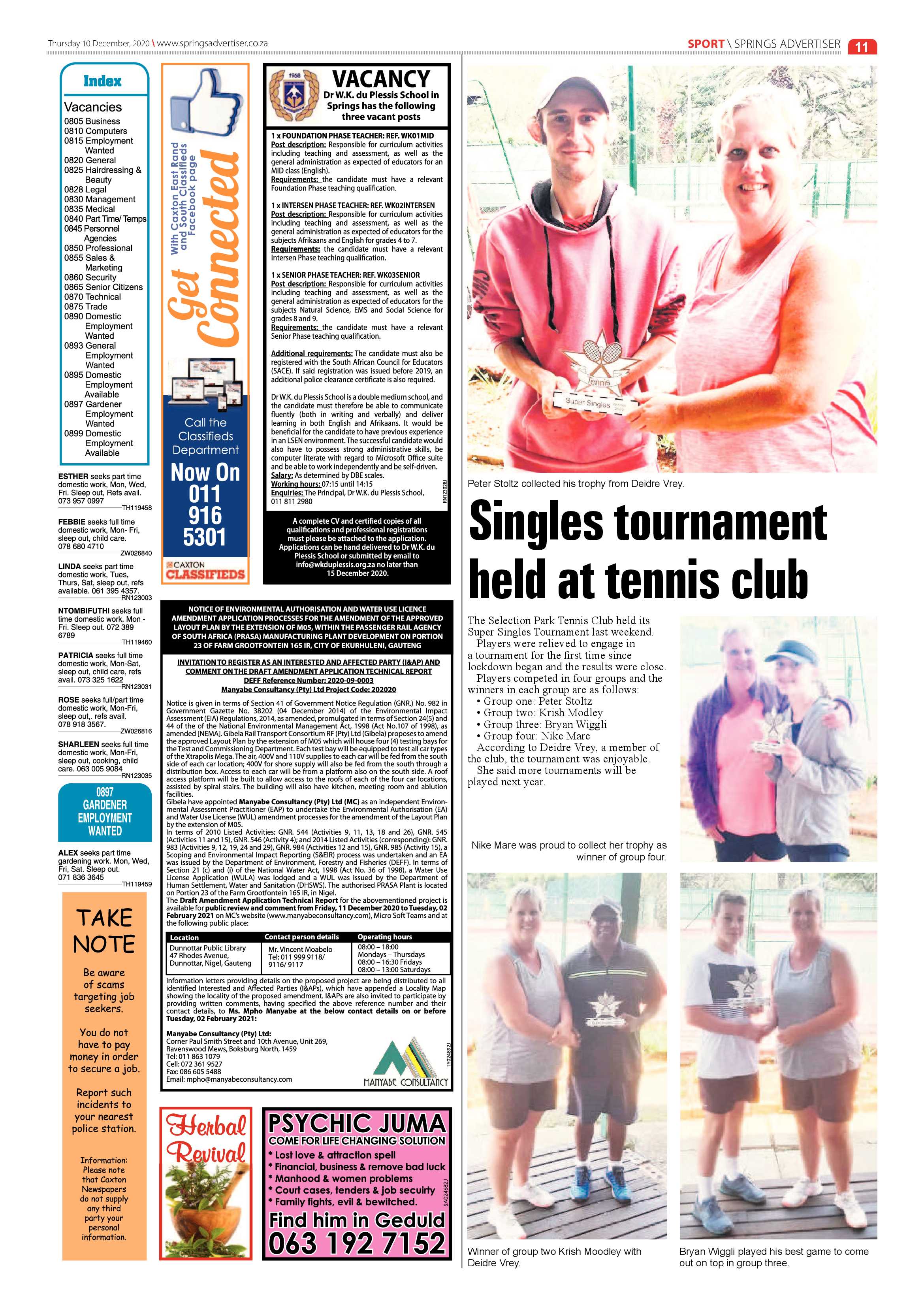 Springs Advertiser 10 December  2020 page 11