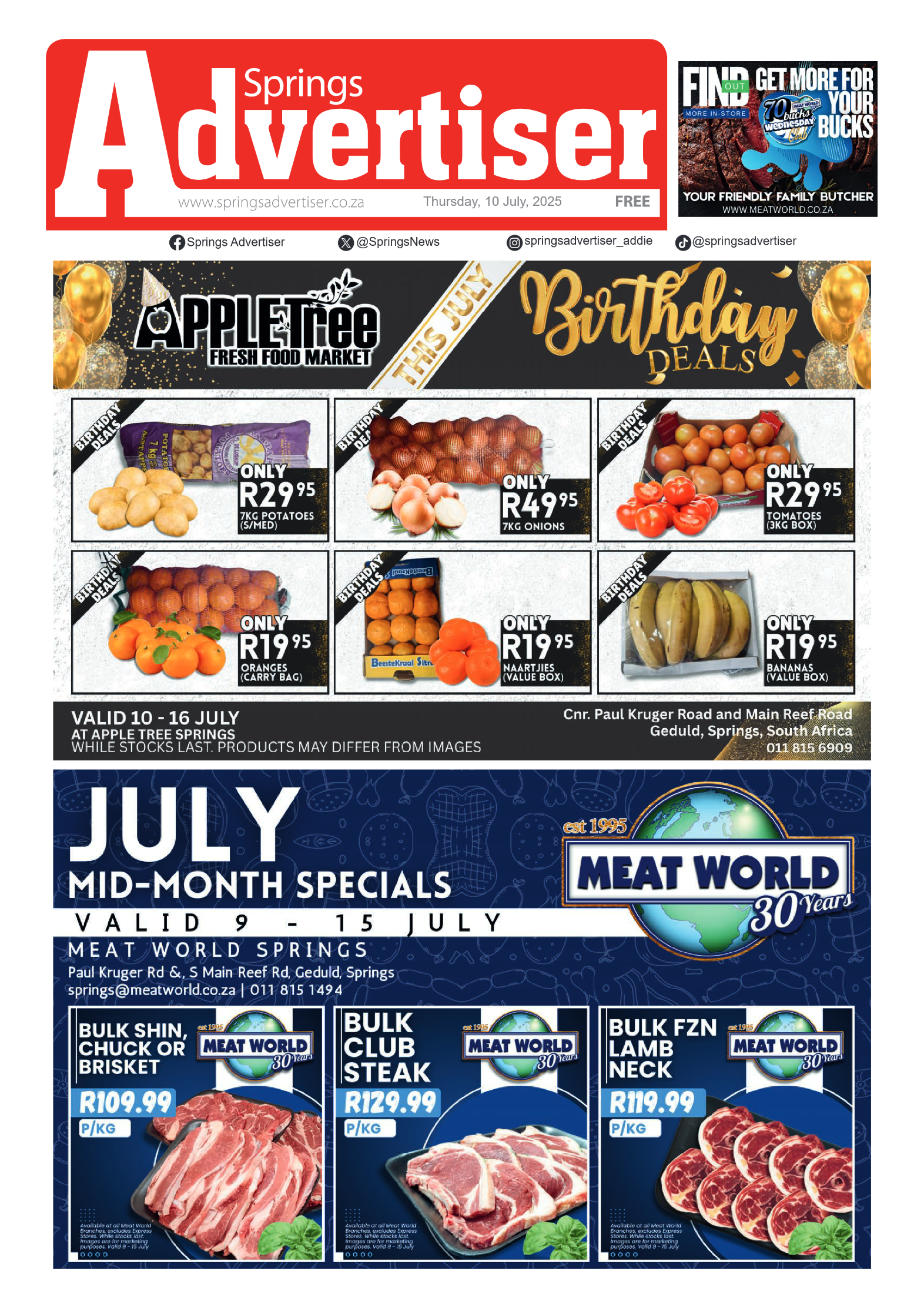 Springs Advertiser 10 July 2025 page 1