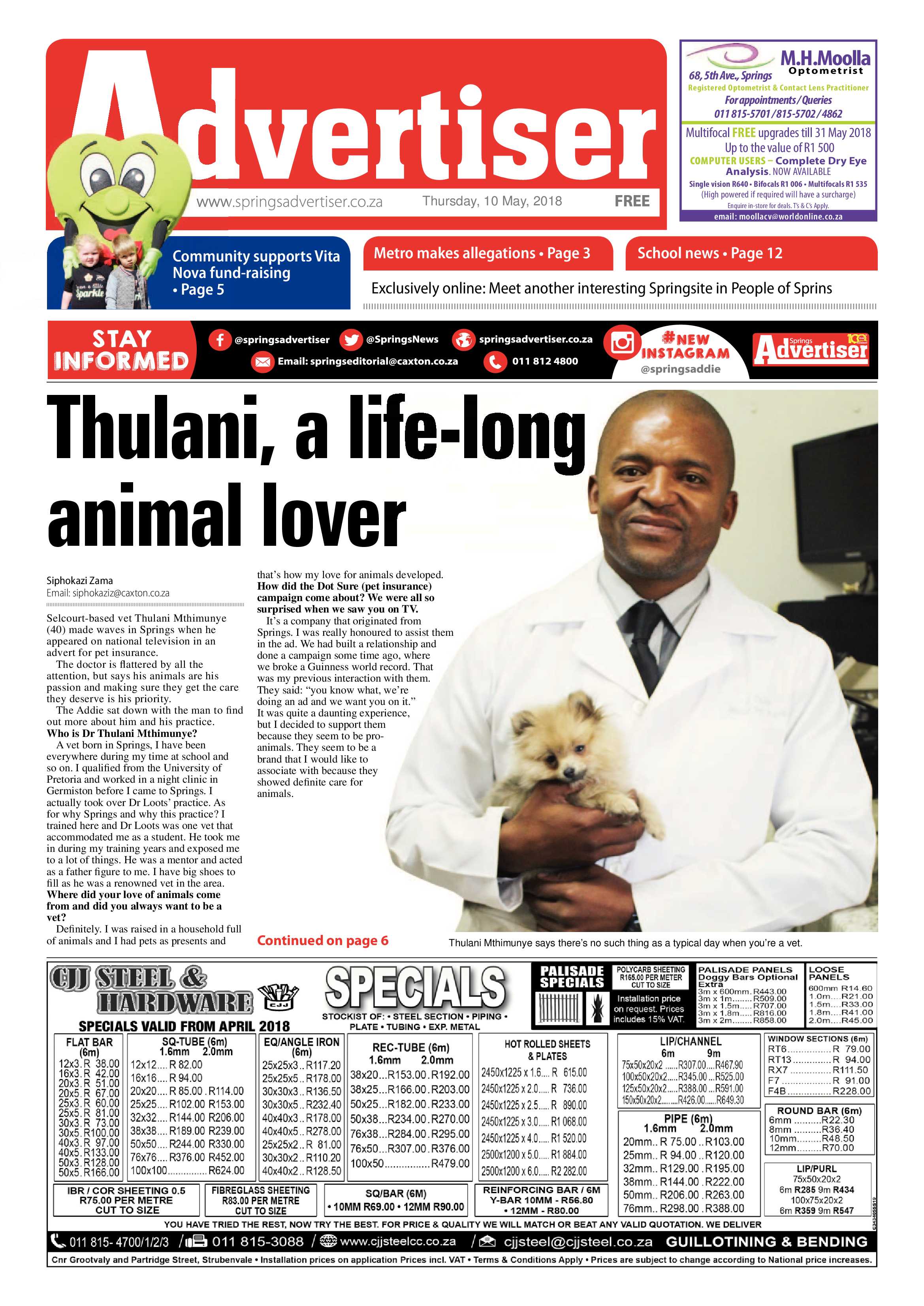 Springs Advertiser 10 May 2018 page 1