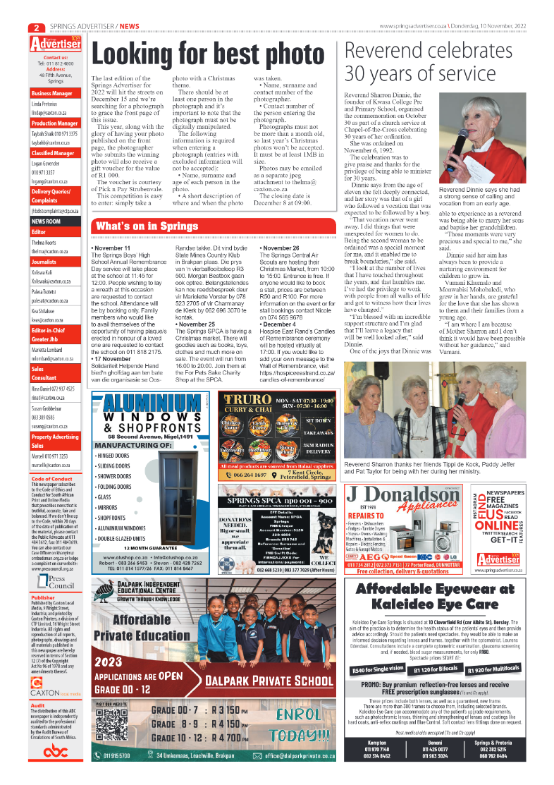 Springs Advertiser 10 Nov 2022 page 2