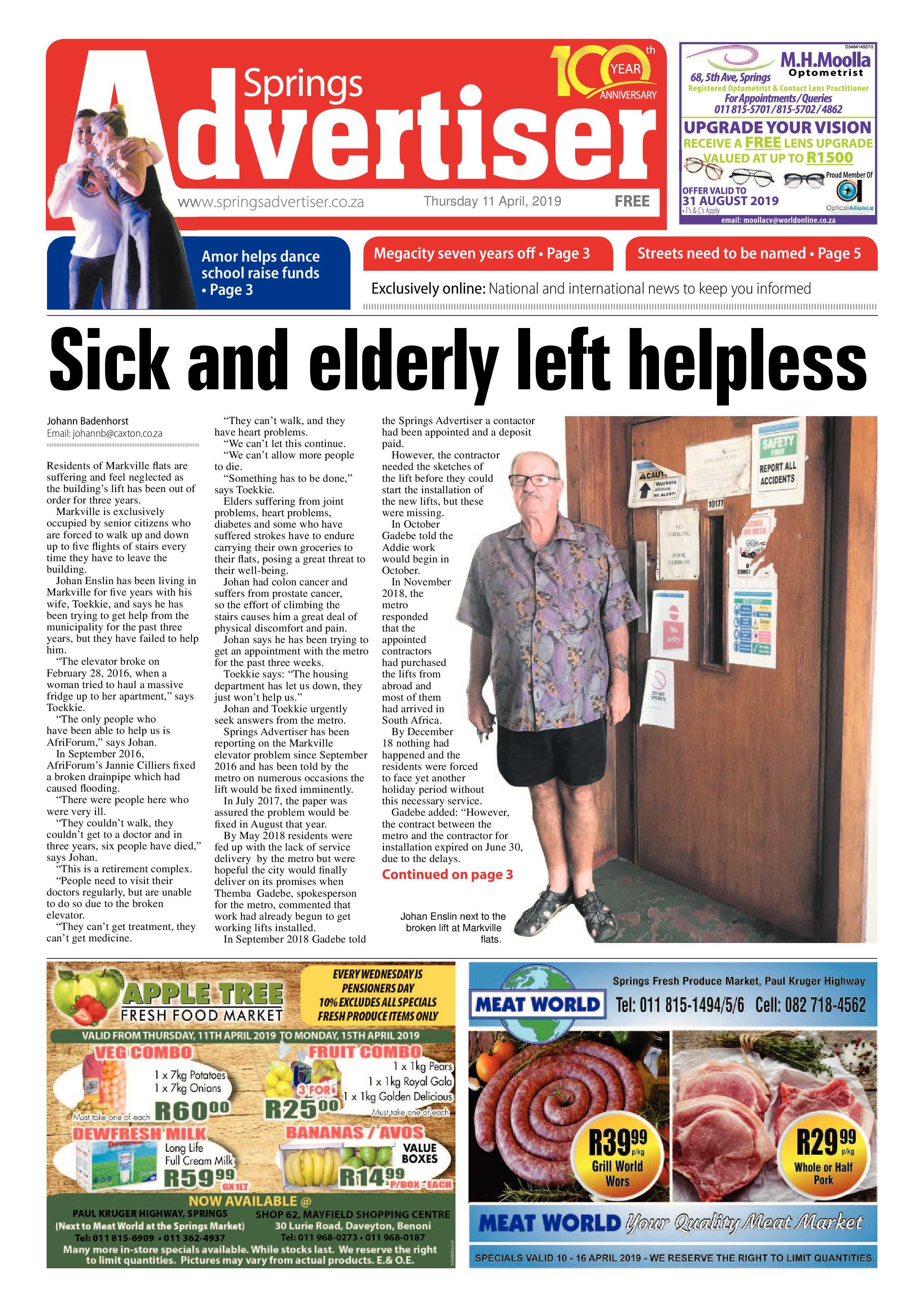Springs Advertiser 11 April 2019 page 1