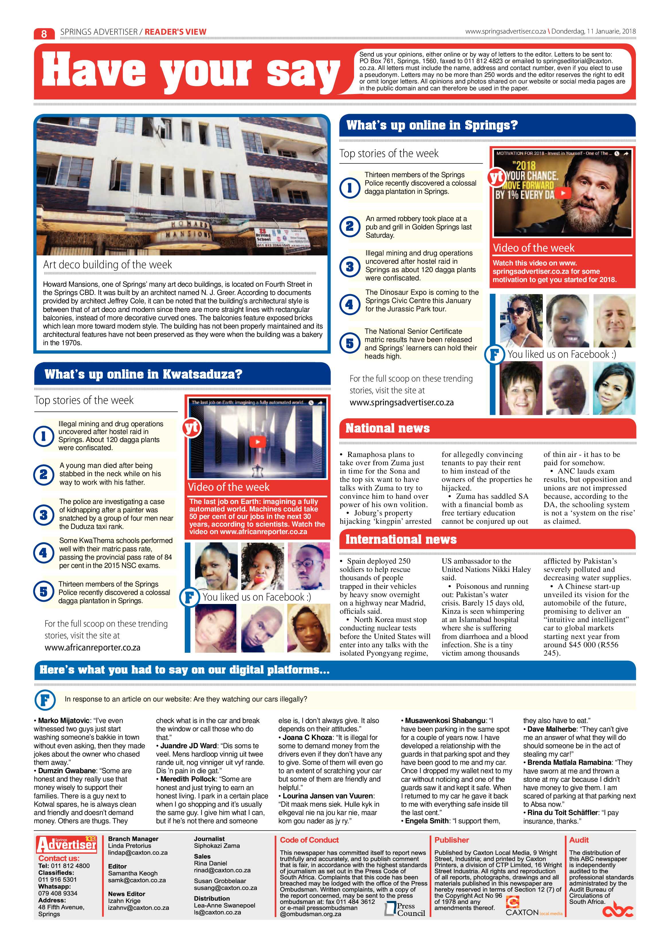 Springs Advertiser 11 January 2018 page 8