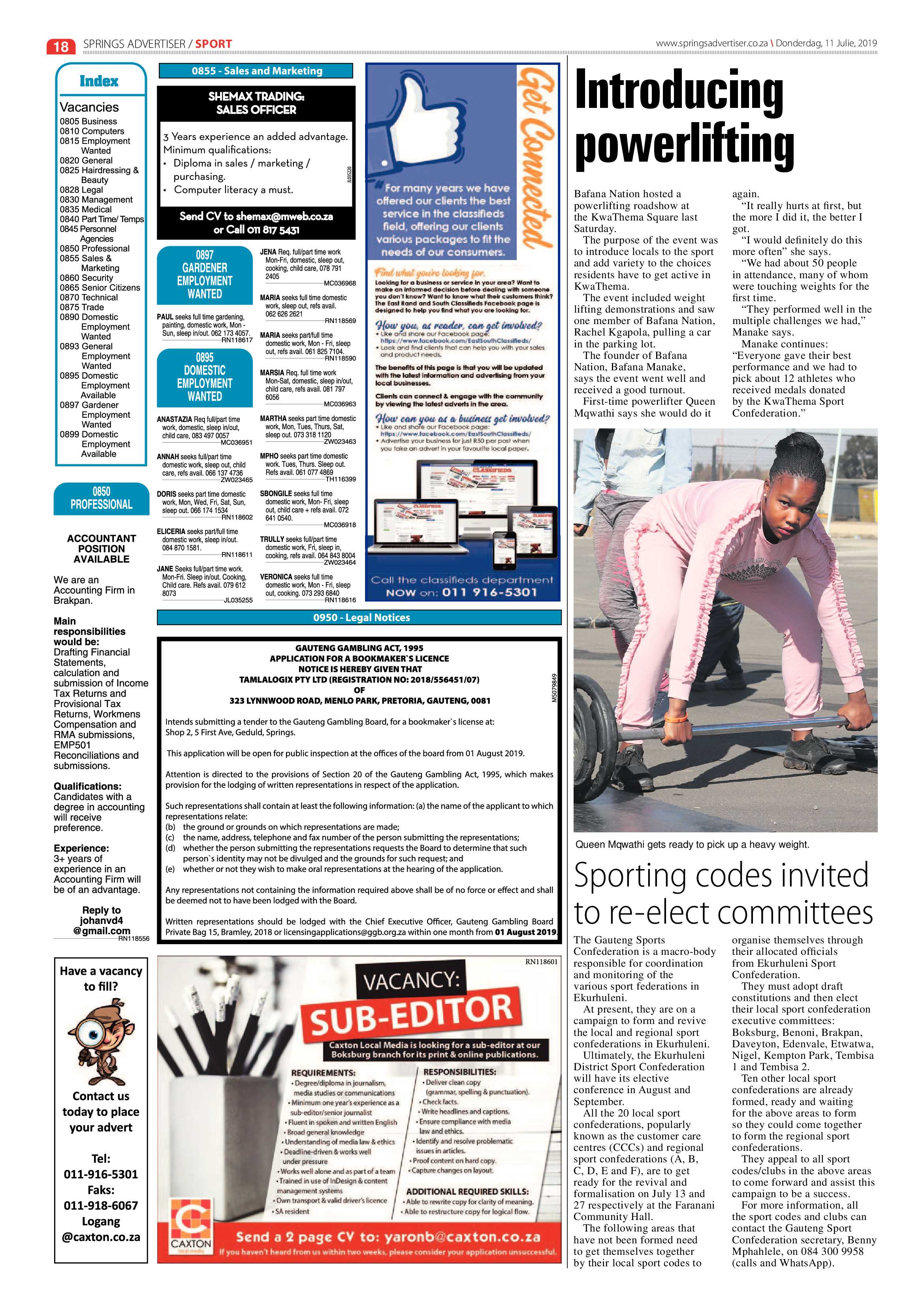Springs Advertiser 11 July 2019 page 18