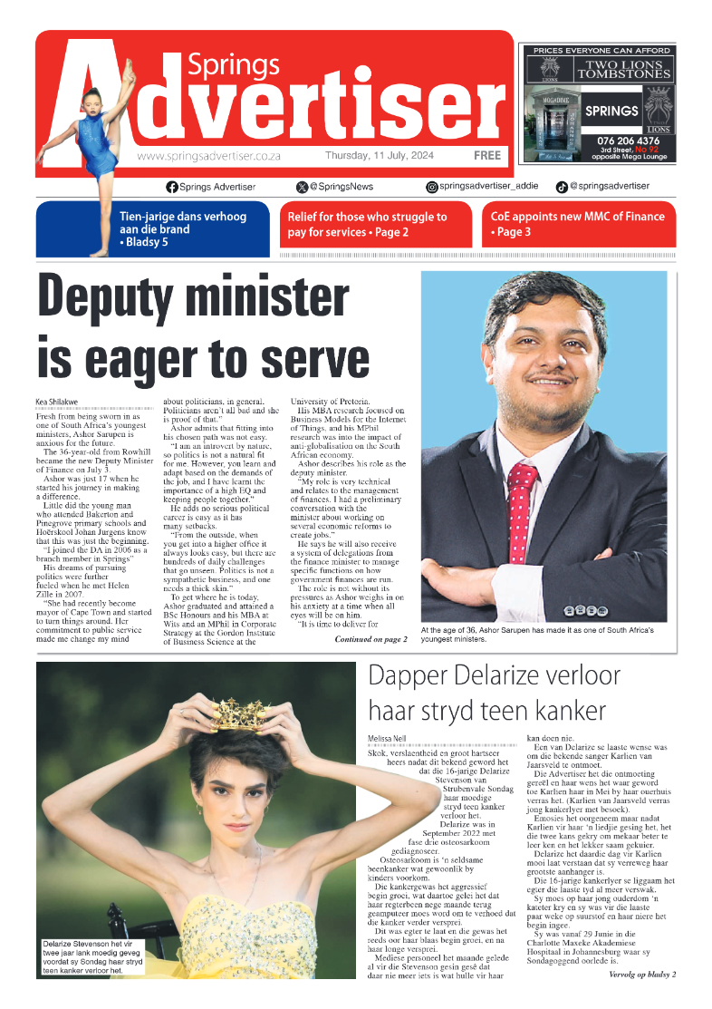 Springs Advertiser 11 July 2024 page 1