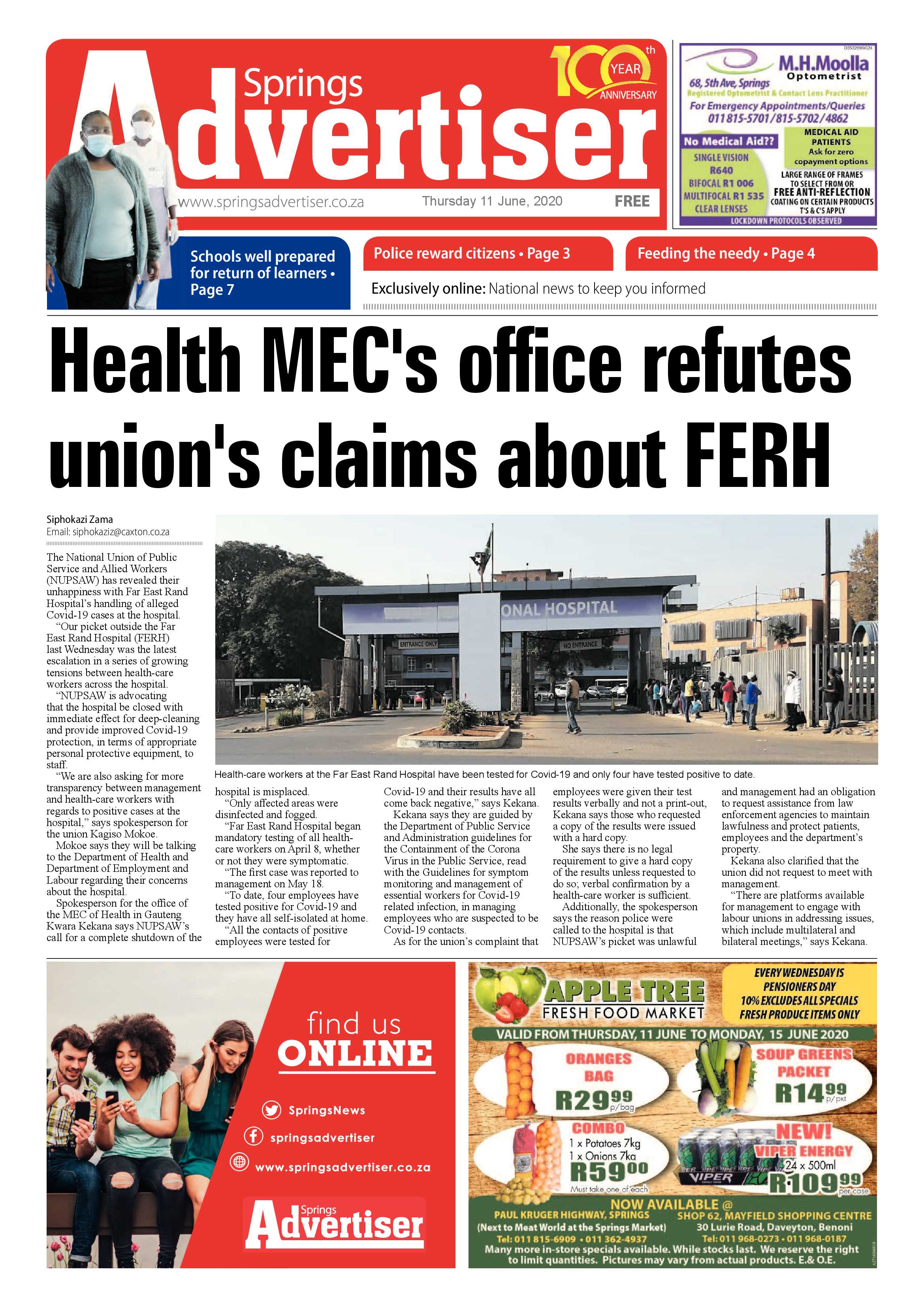 Springs Advertiser 11 June 2020 page 1