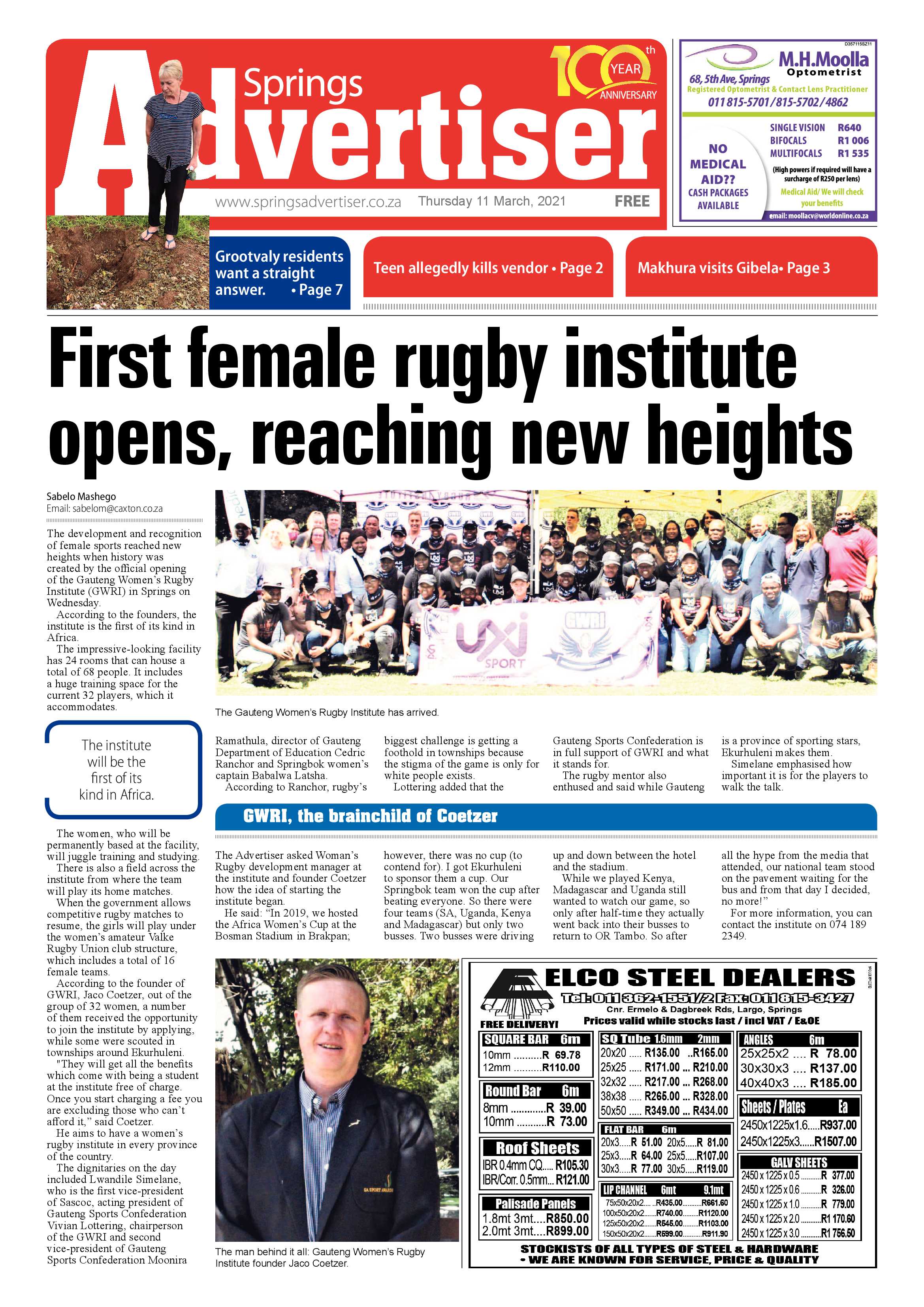 Springs Advertiser 11 March 2021 page 1