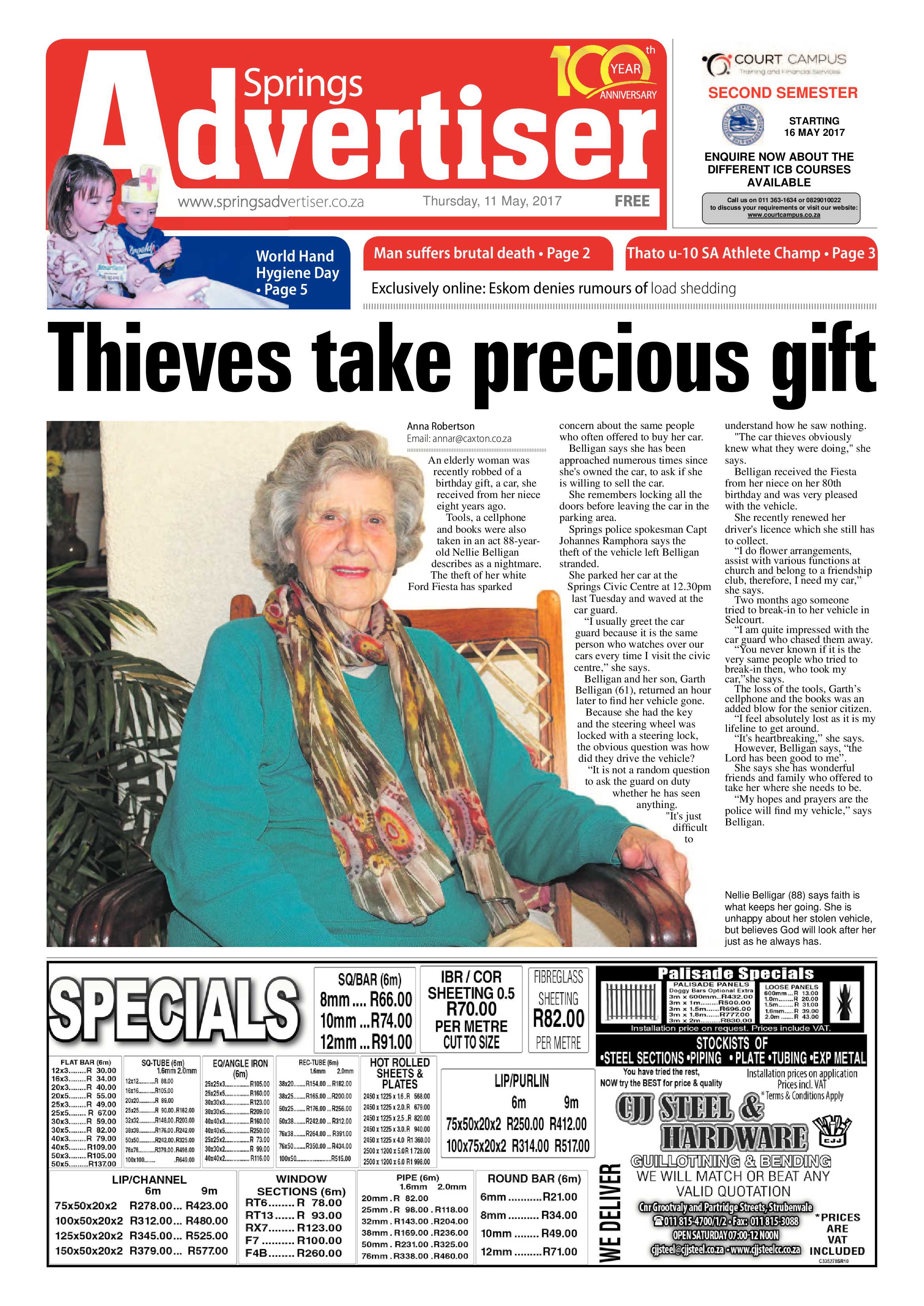 Springs Advertiser 11 May 2017 page 1