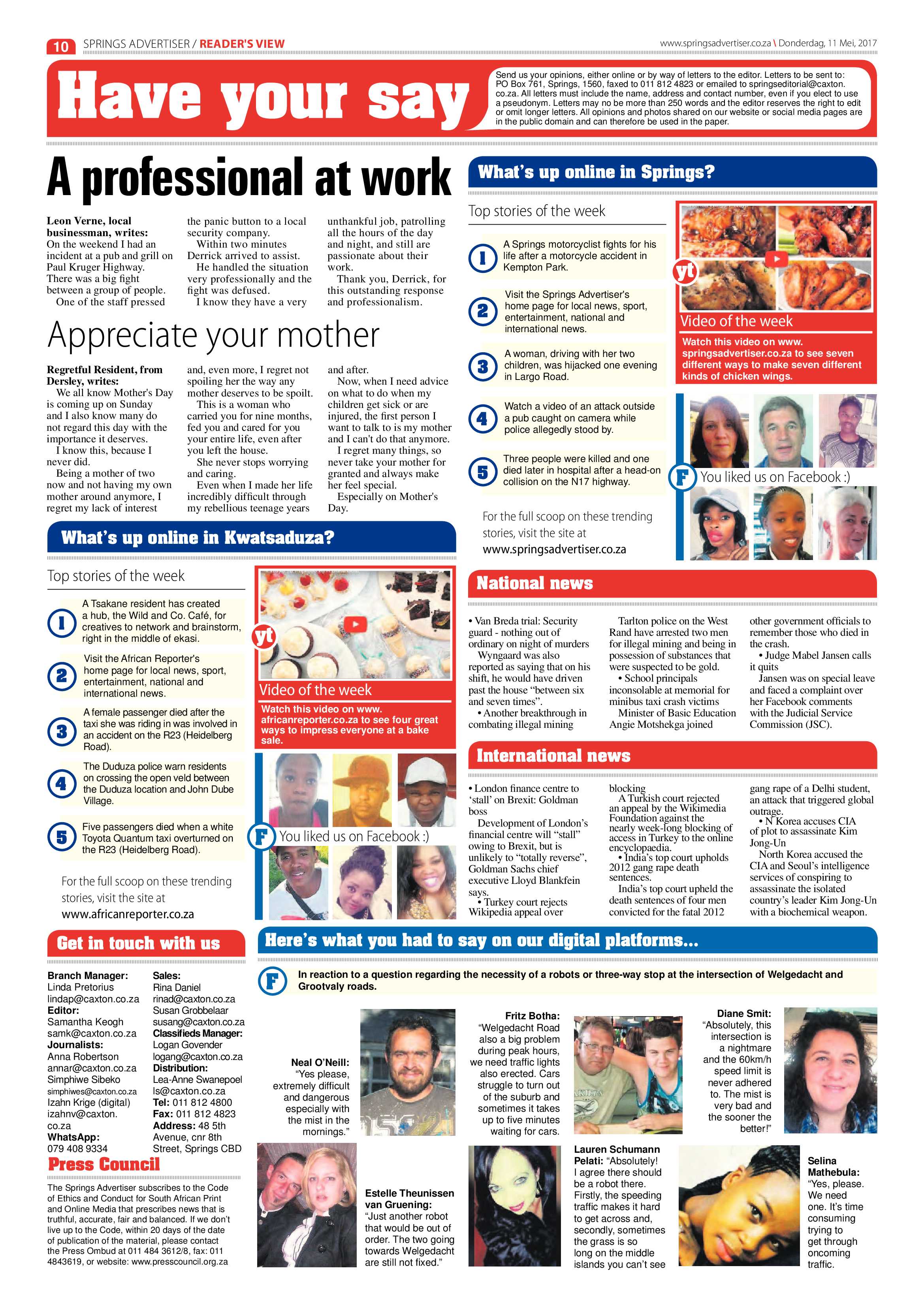 Springs Advertiser 11 May 2017 page 10