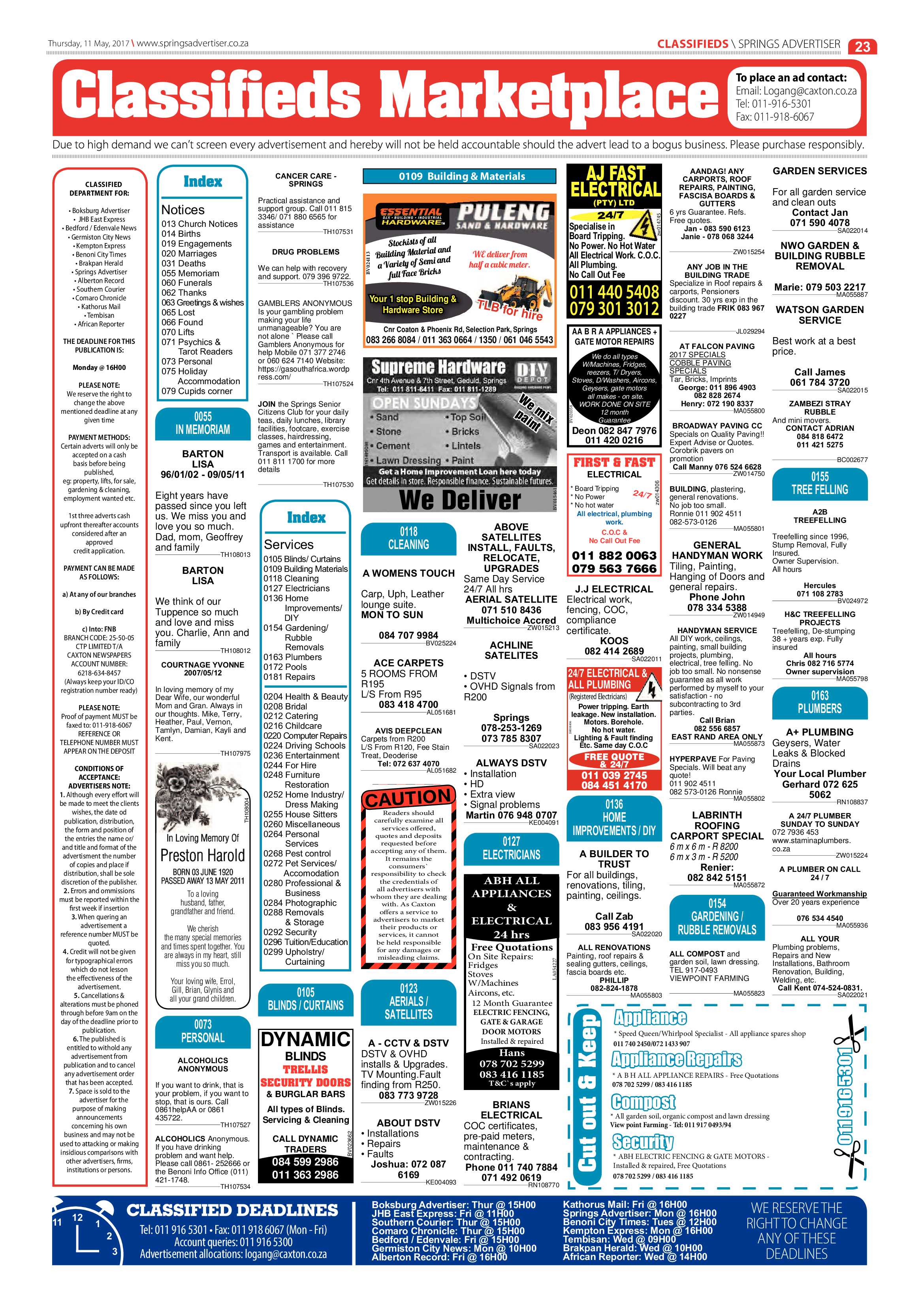 Springs Advertiser 11 May 2017 page 23