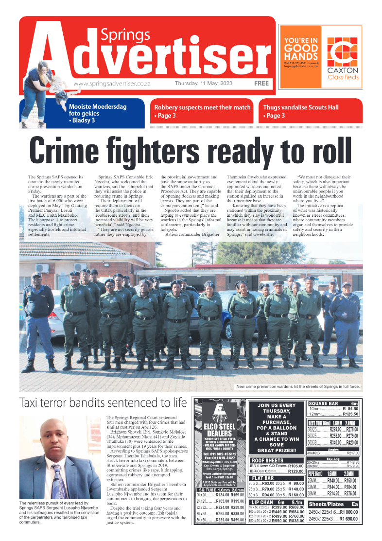 Springs Advertiser 11 May 2023 page 1