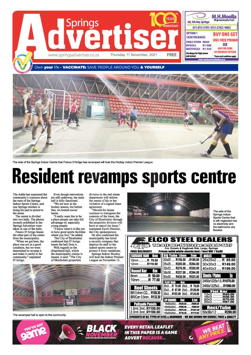 Springs Advertiser 11 November 2021 page 1