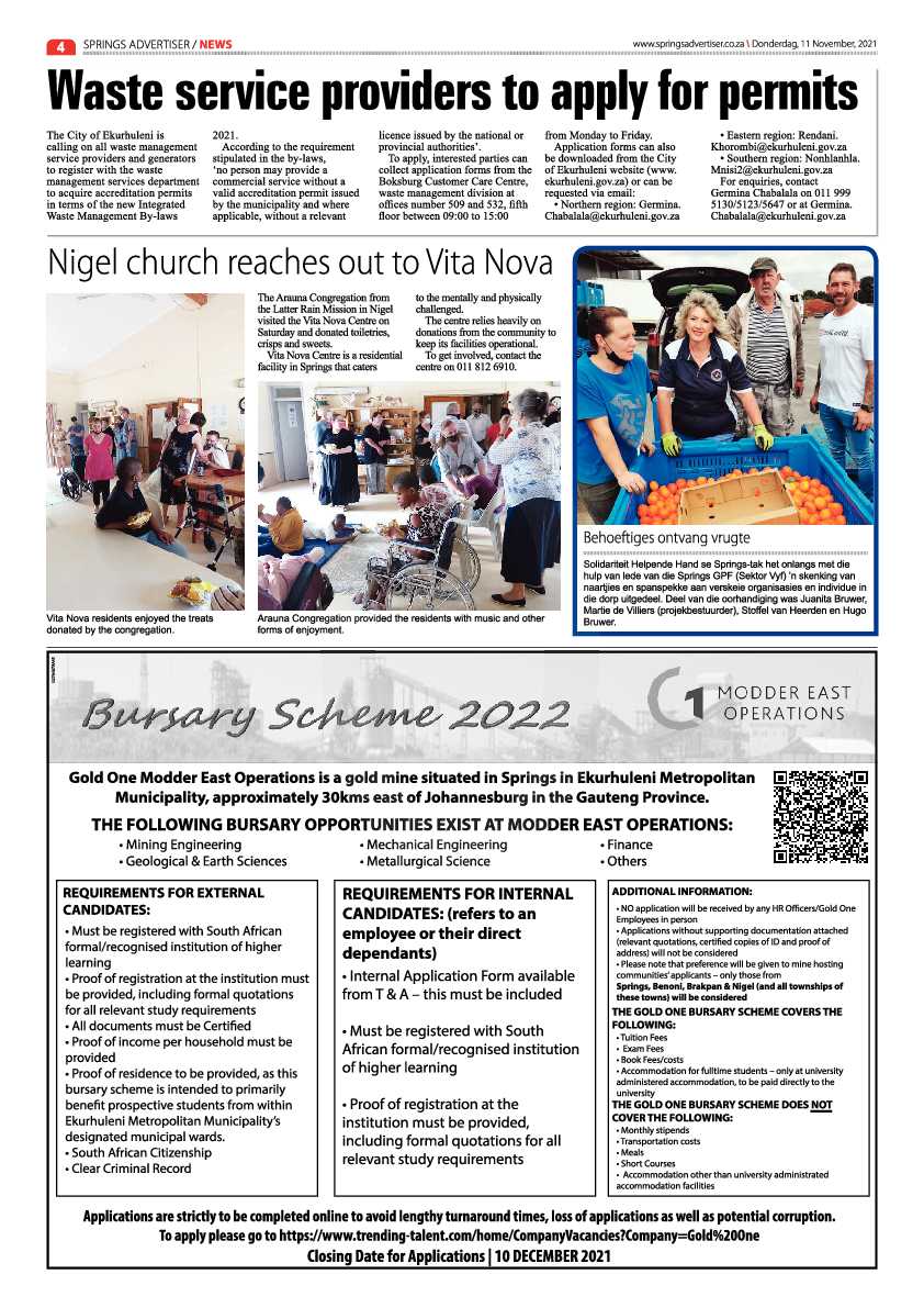 Springs Advertiser 11 November 2021 page 4