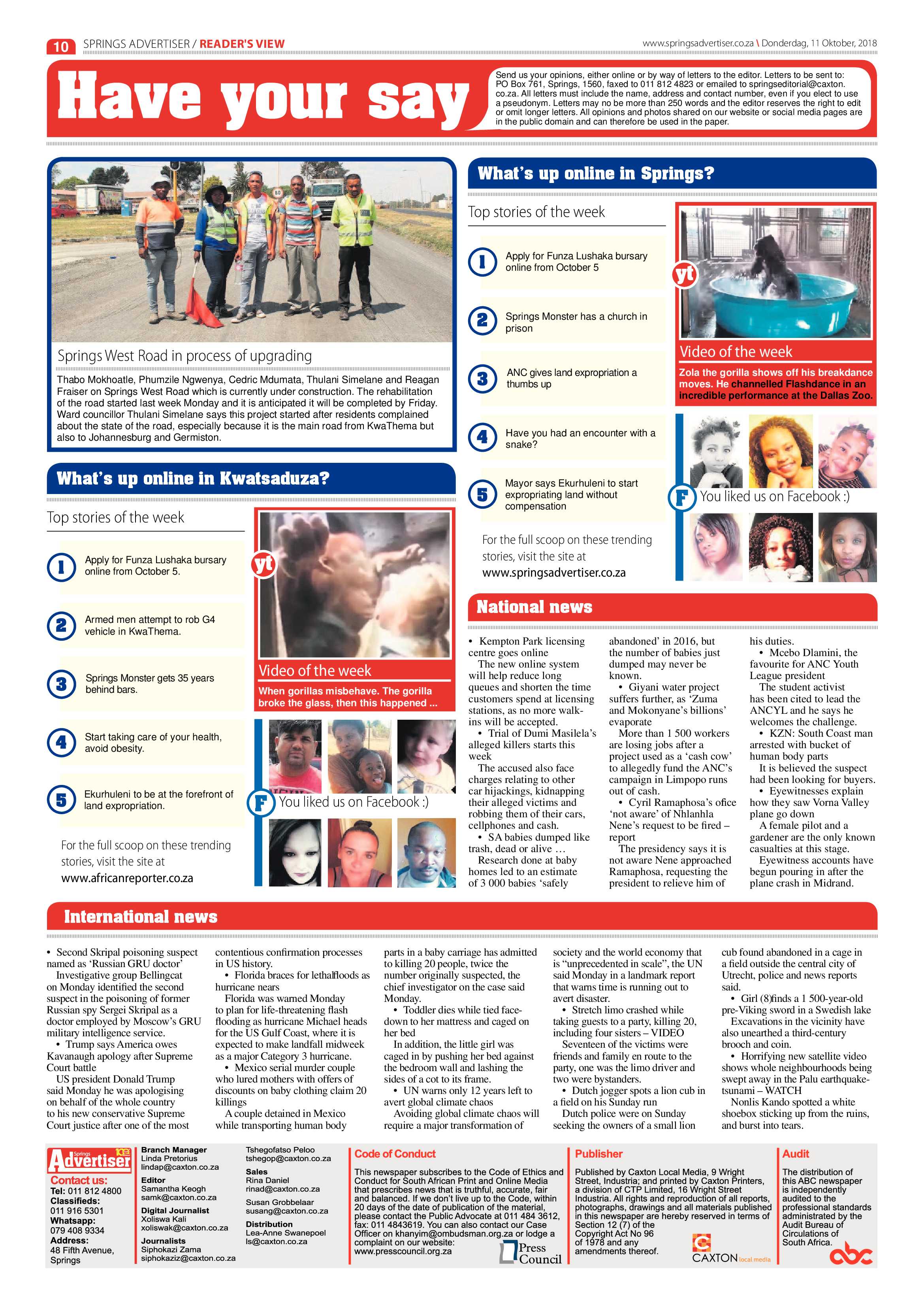 Springs Advertiser 11 October 2018 page 10