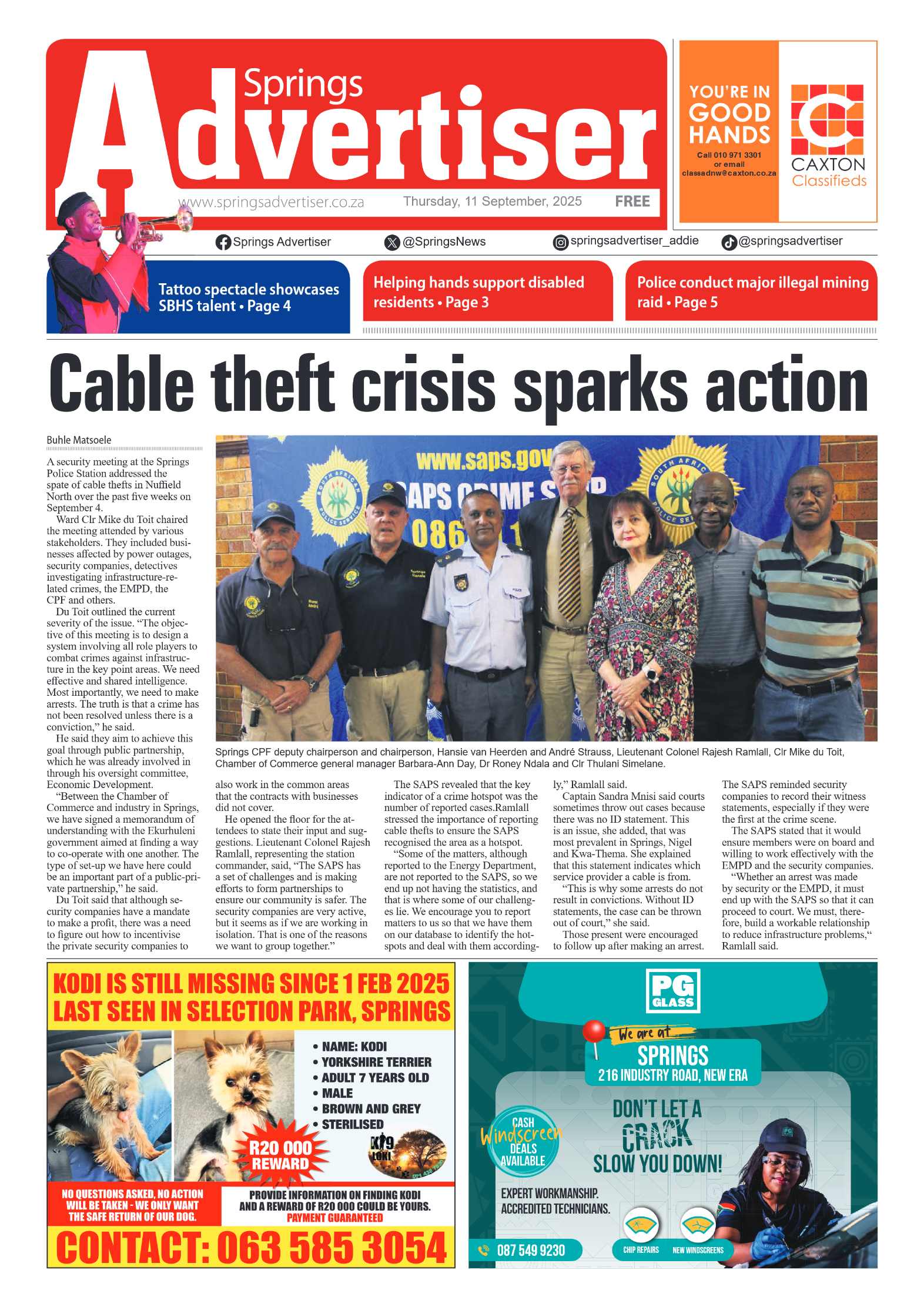 Springs Advertiser 11 September 2025 page 1