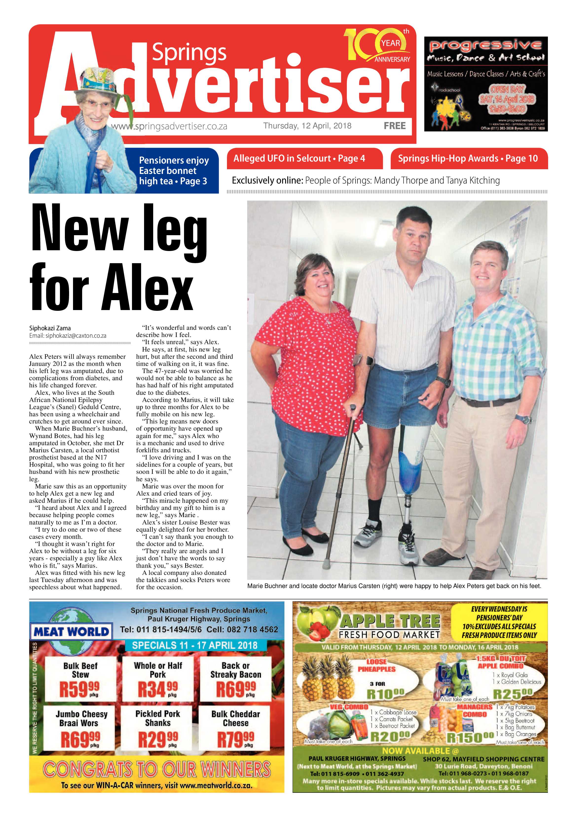 Springs Advertiser 12 April 2018 page 1