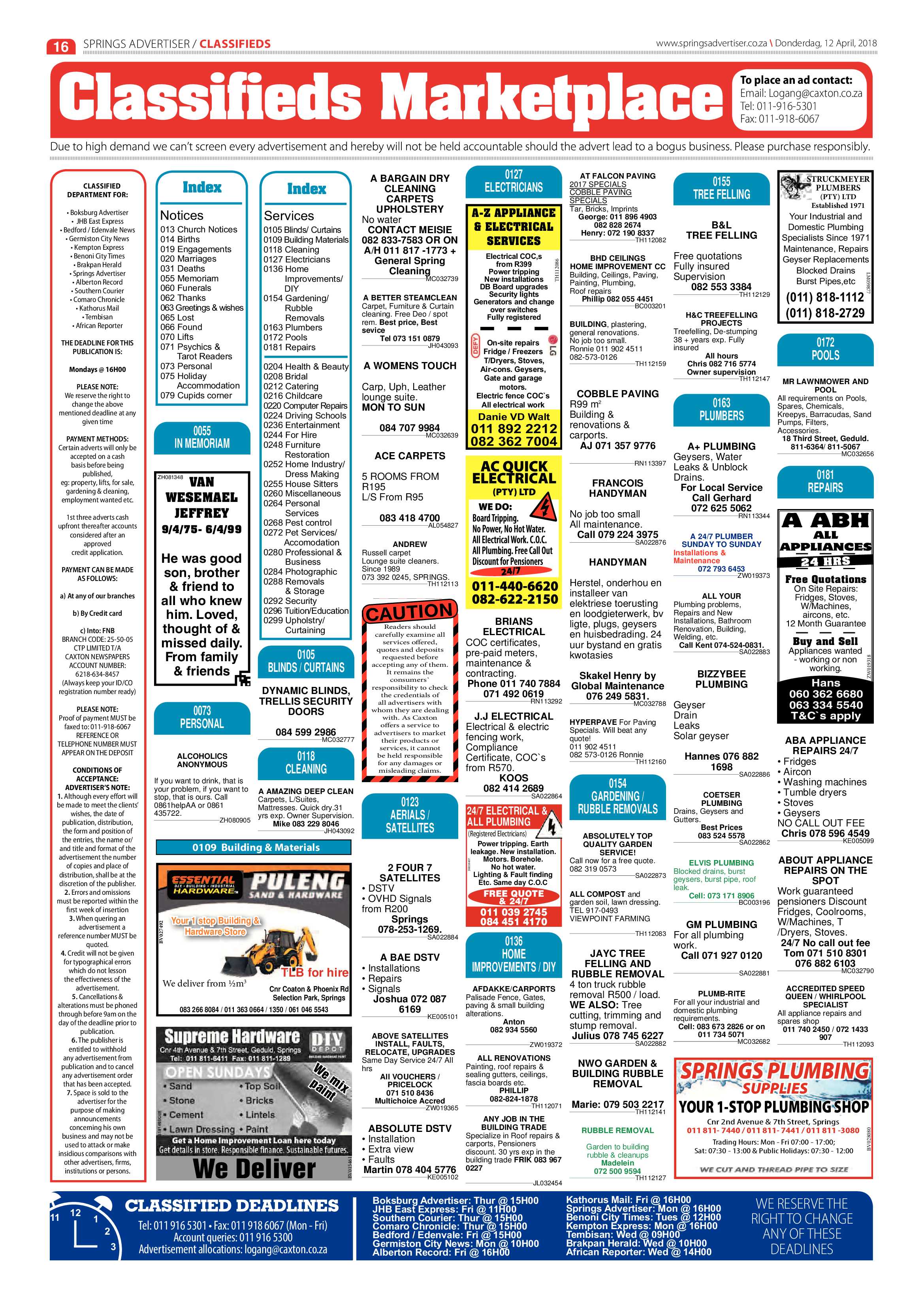 Springs Advertiser 12 April 2018 page 16