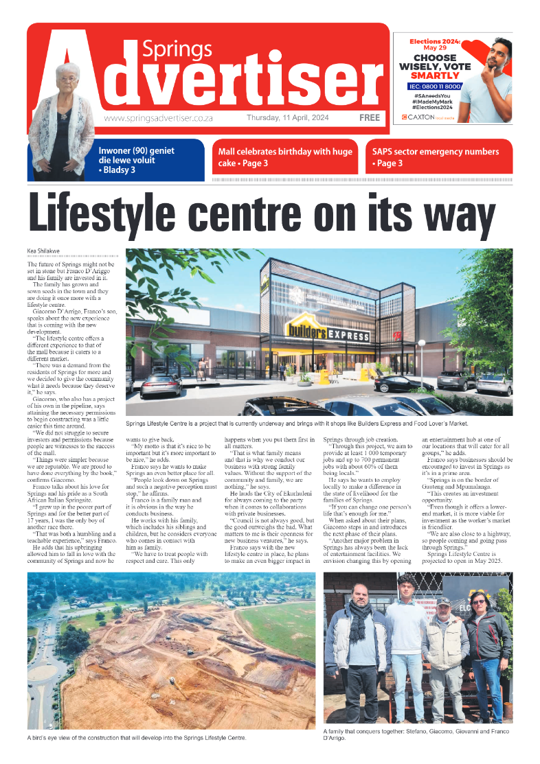 Springs Advertiser 12 April 2024 page 1