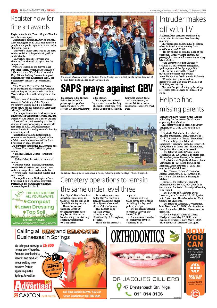 Springs Advertiser 12 August 2021 page 2