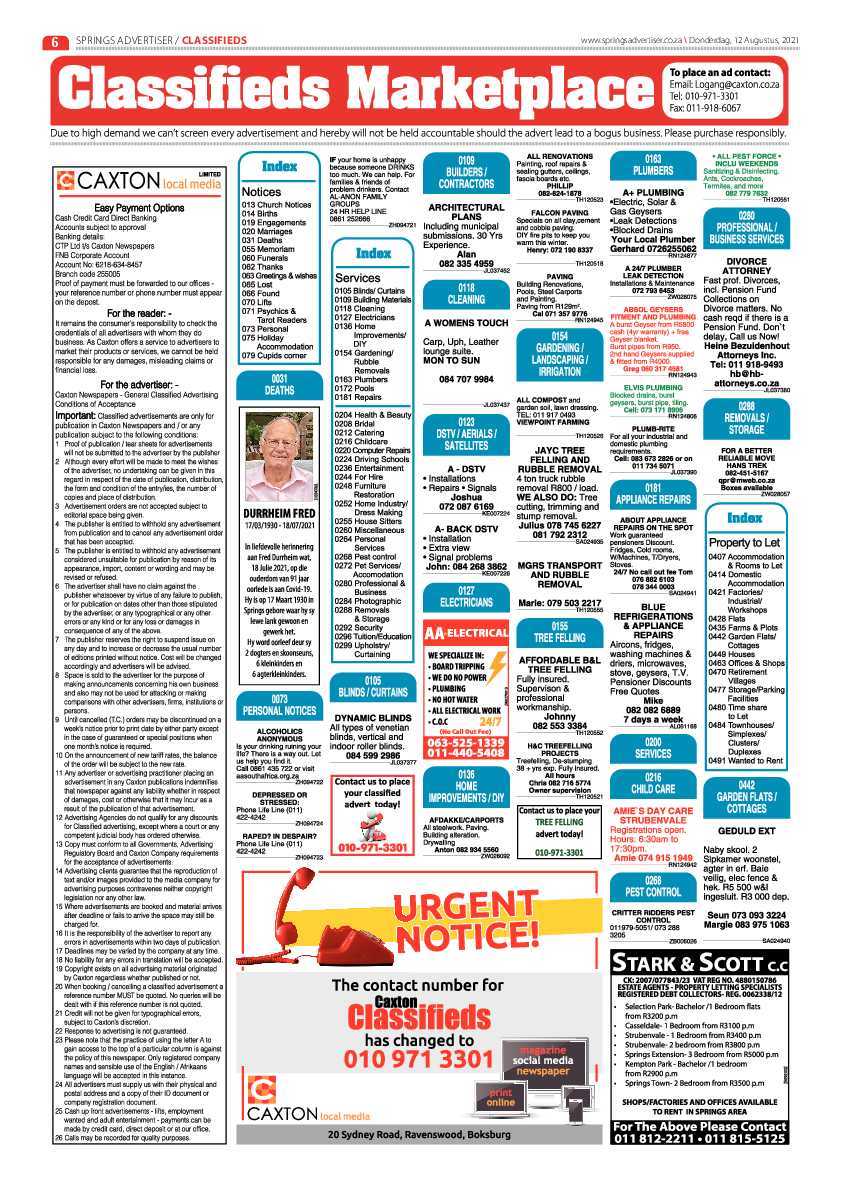 Springs Advertiser 12 August 2021 page 6