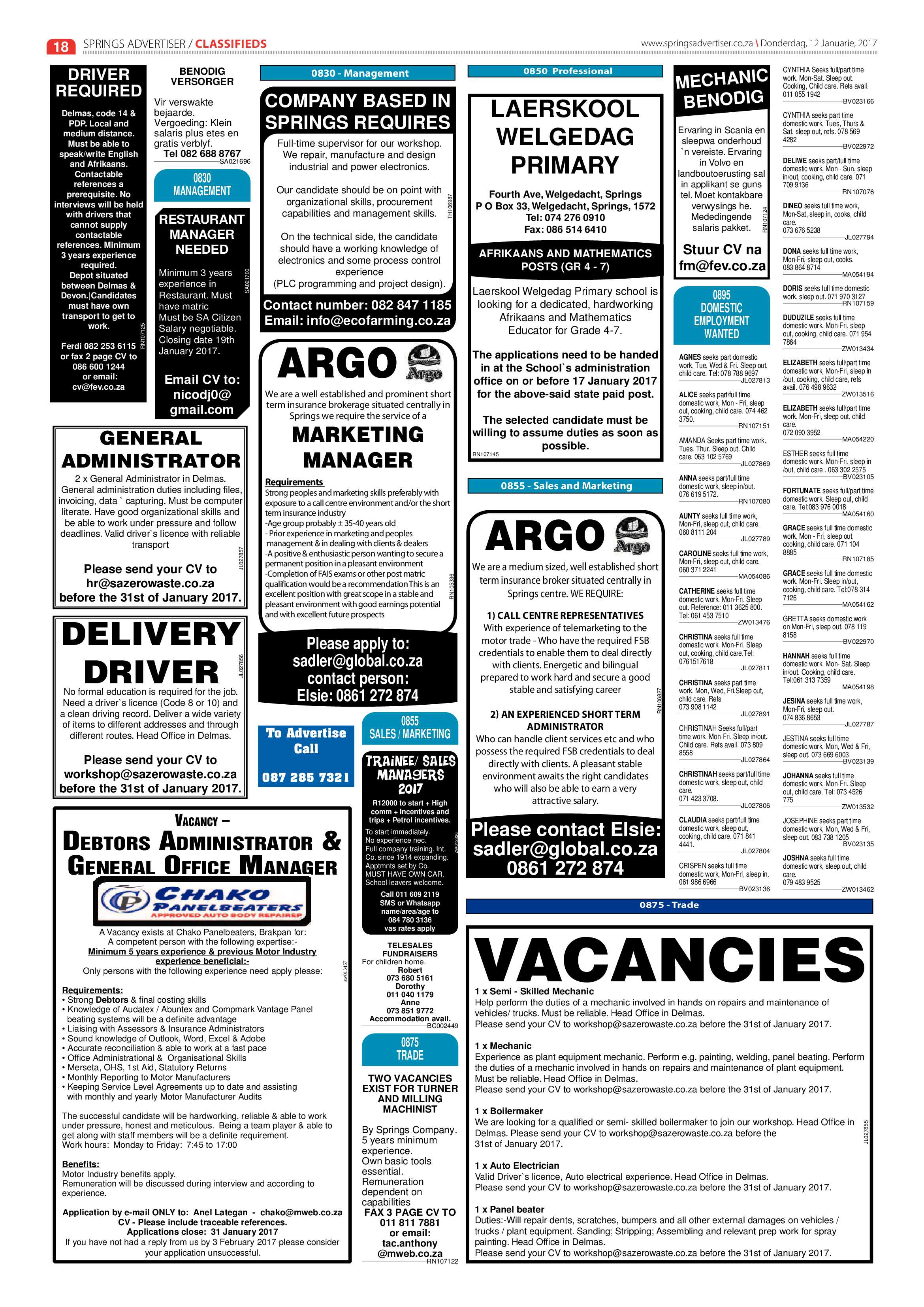 Springs Advertiser 12 January 2017 page 18