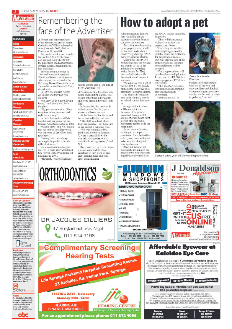 Springs Advertiser 12 January 2023 page 2