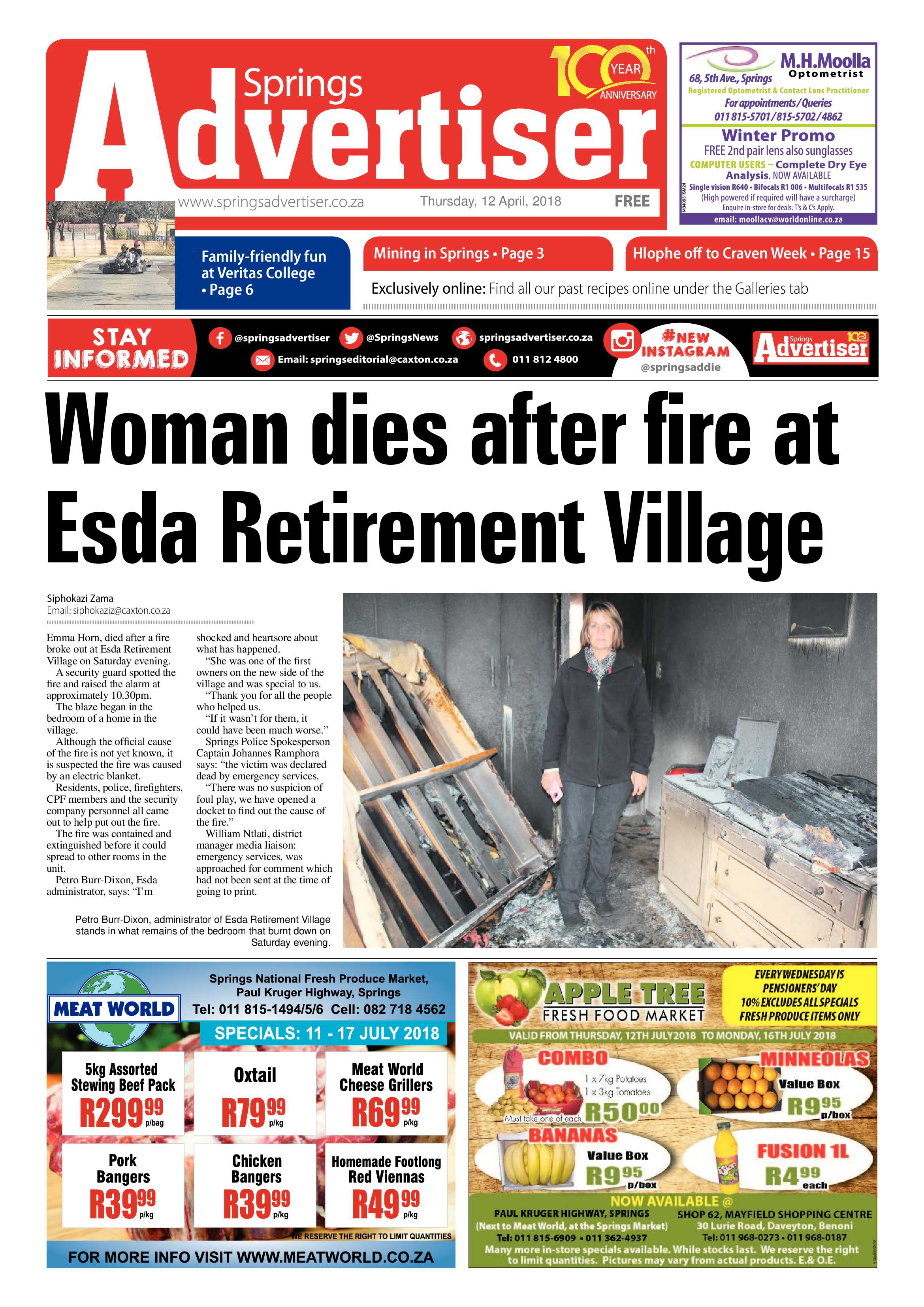 Springs Advertiser 12 July 2018 page 1